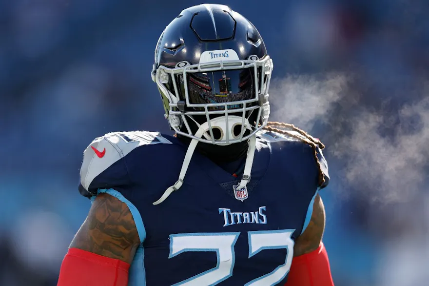Derrick Henry of the Tennessee Titans warms up prior to the game against the Houston Texans as we look at our NFL Week 1 upset picks.