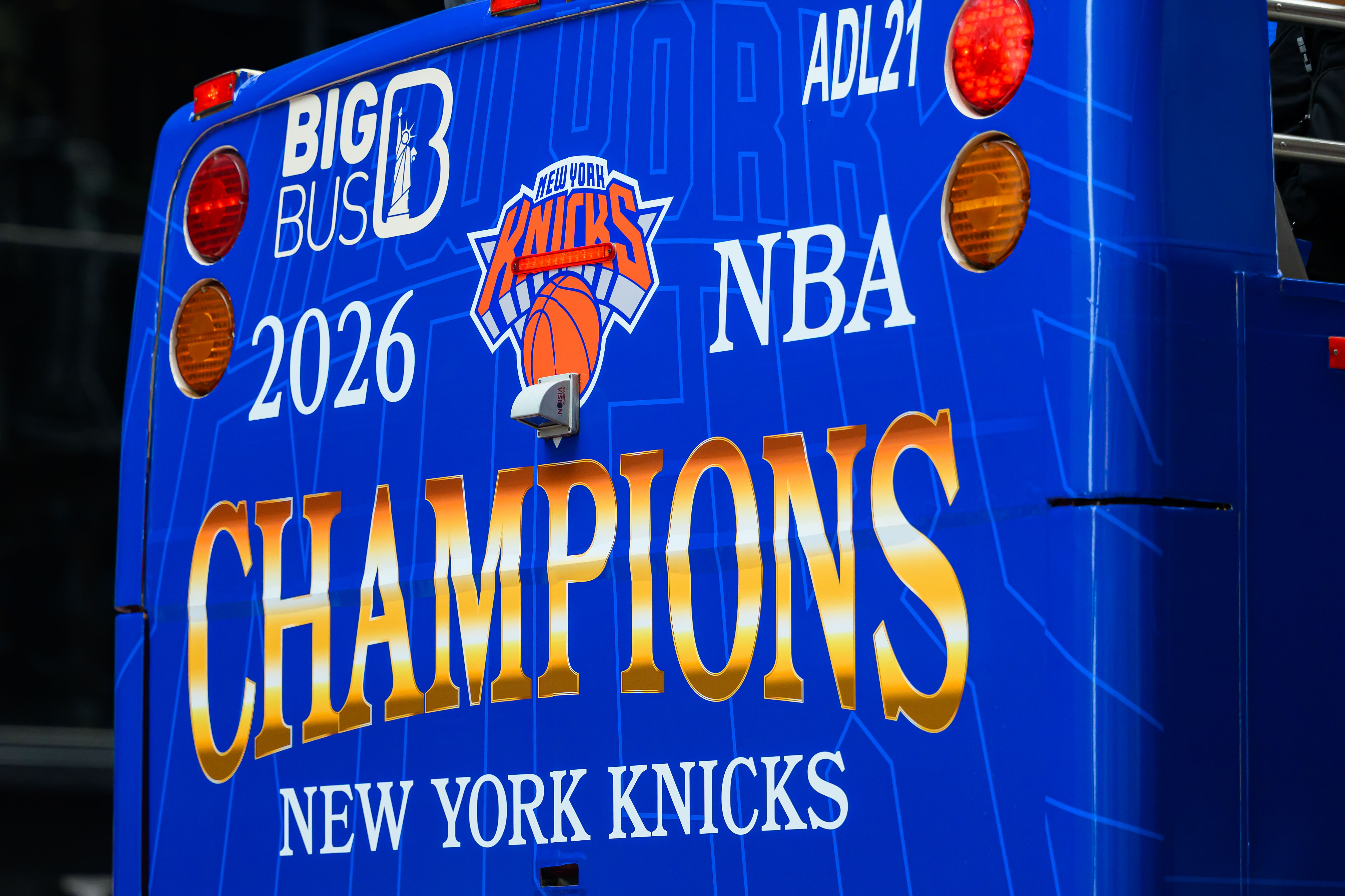 The back of the Big Bus during the New York Knicks Championship Parade as we look at how sportsbooks fared in the state during June