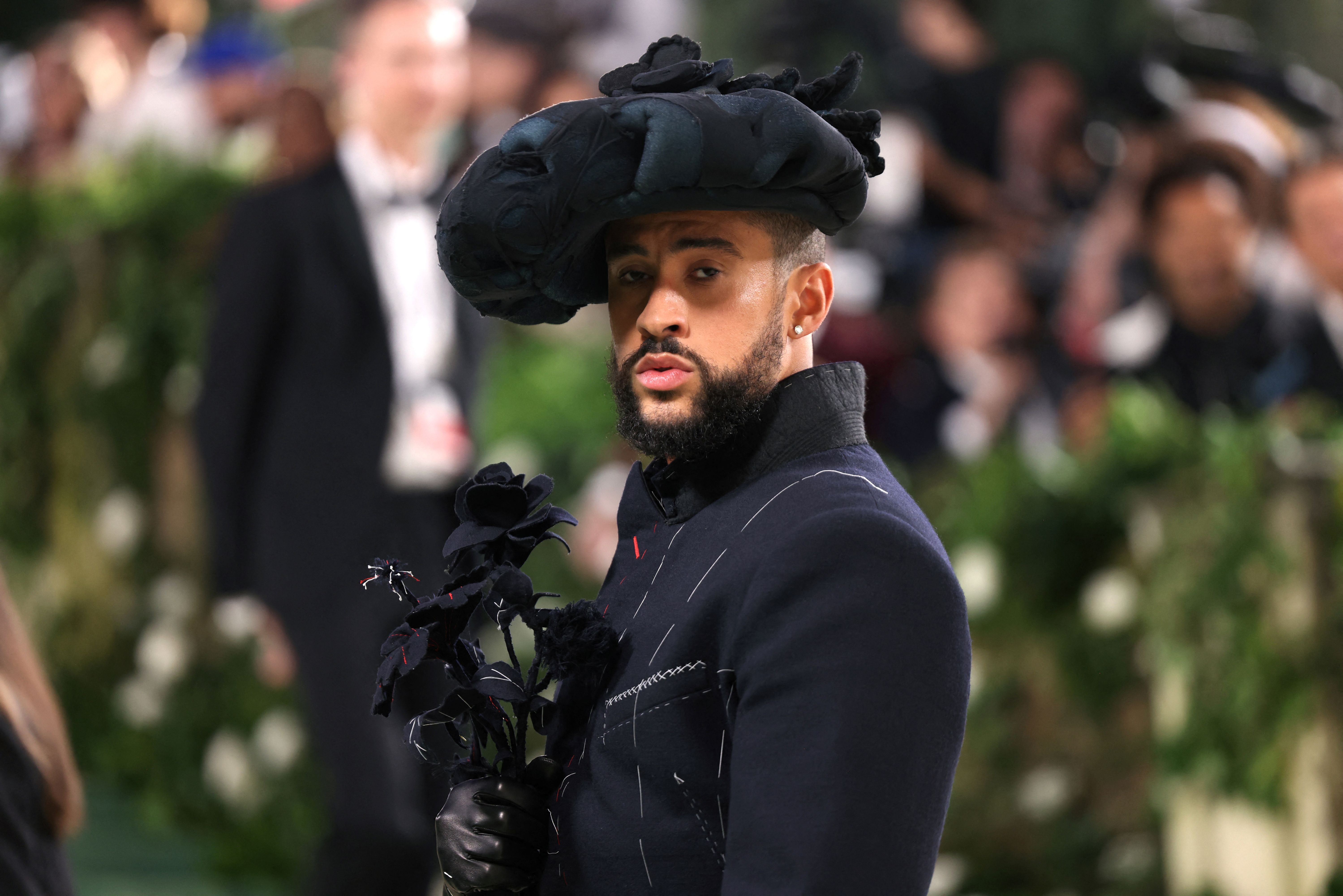 Bad Bunny, seen here posing at a gala, will perform in Santa Clara, Calif., on Sunday, and we have prepared Spanish words to learn before the Super Bowl halftime show.