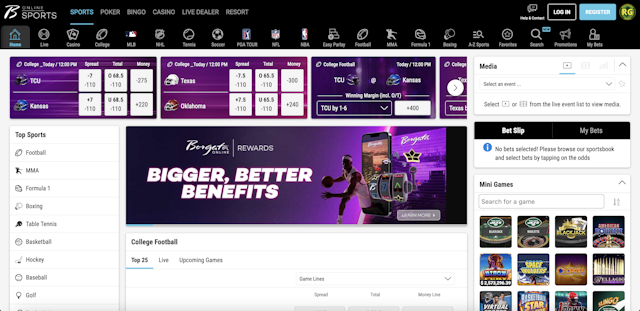 Borgata Sportsbook home page<br>