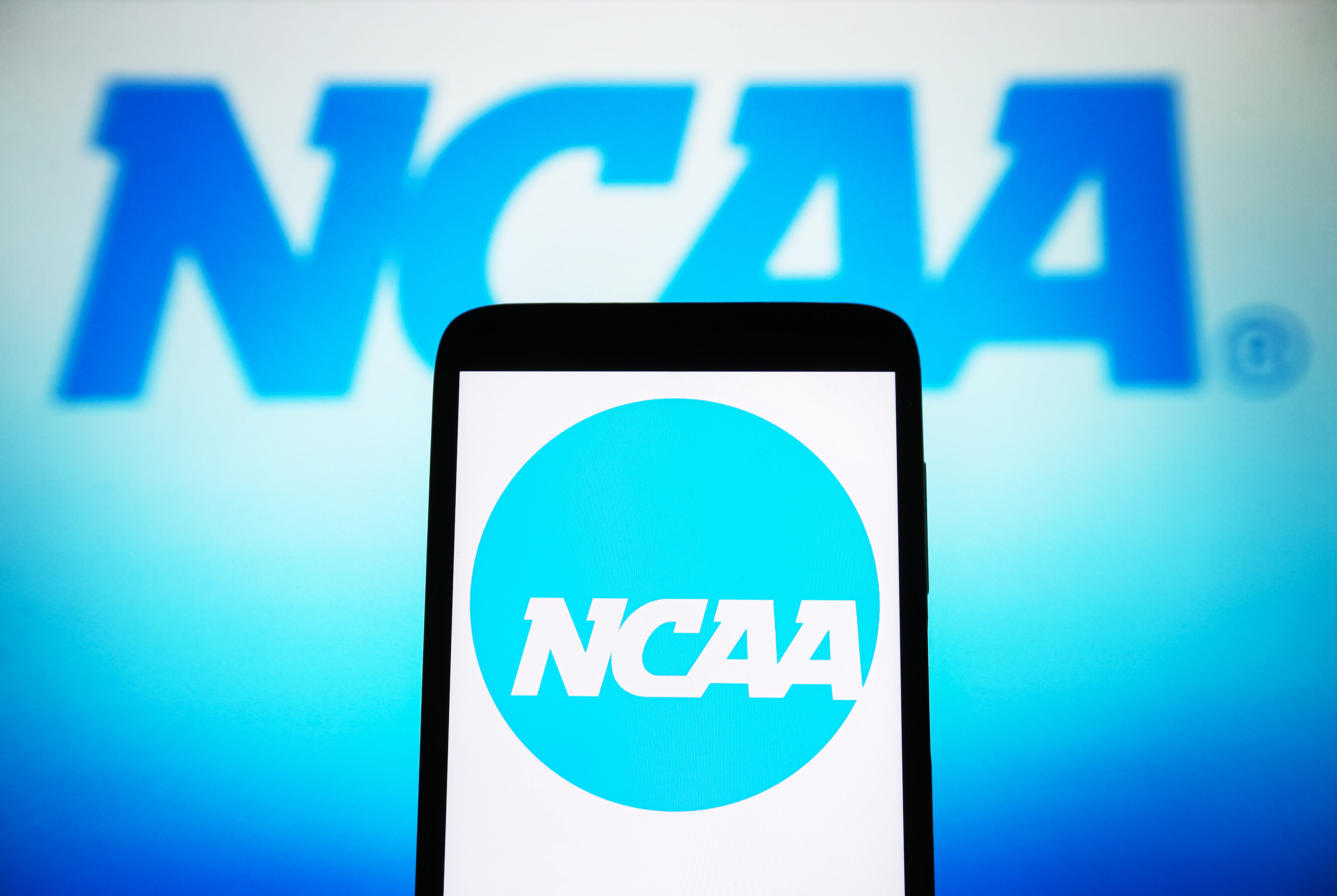 An NCAA logo is seen as we look at the concerns over Kalshi college sports prediction markets.