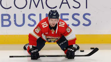 Vladimir Tarasenko #10 of the Florida Panthers stretches as we look at the best 2024 Stanley Cup odds