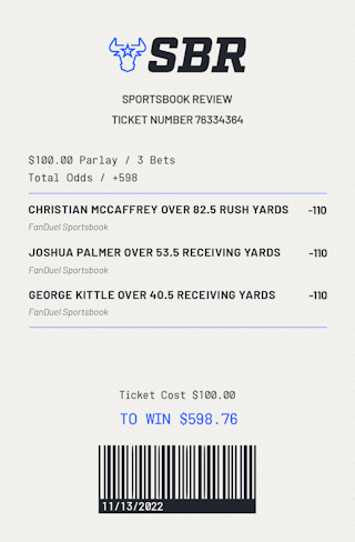 Chargers Vs. 49ers (11/13/22) Sunday Night Football Same Game Parlay + SGP  Picks