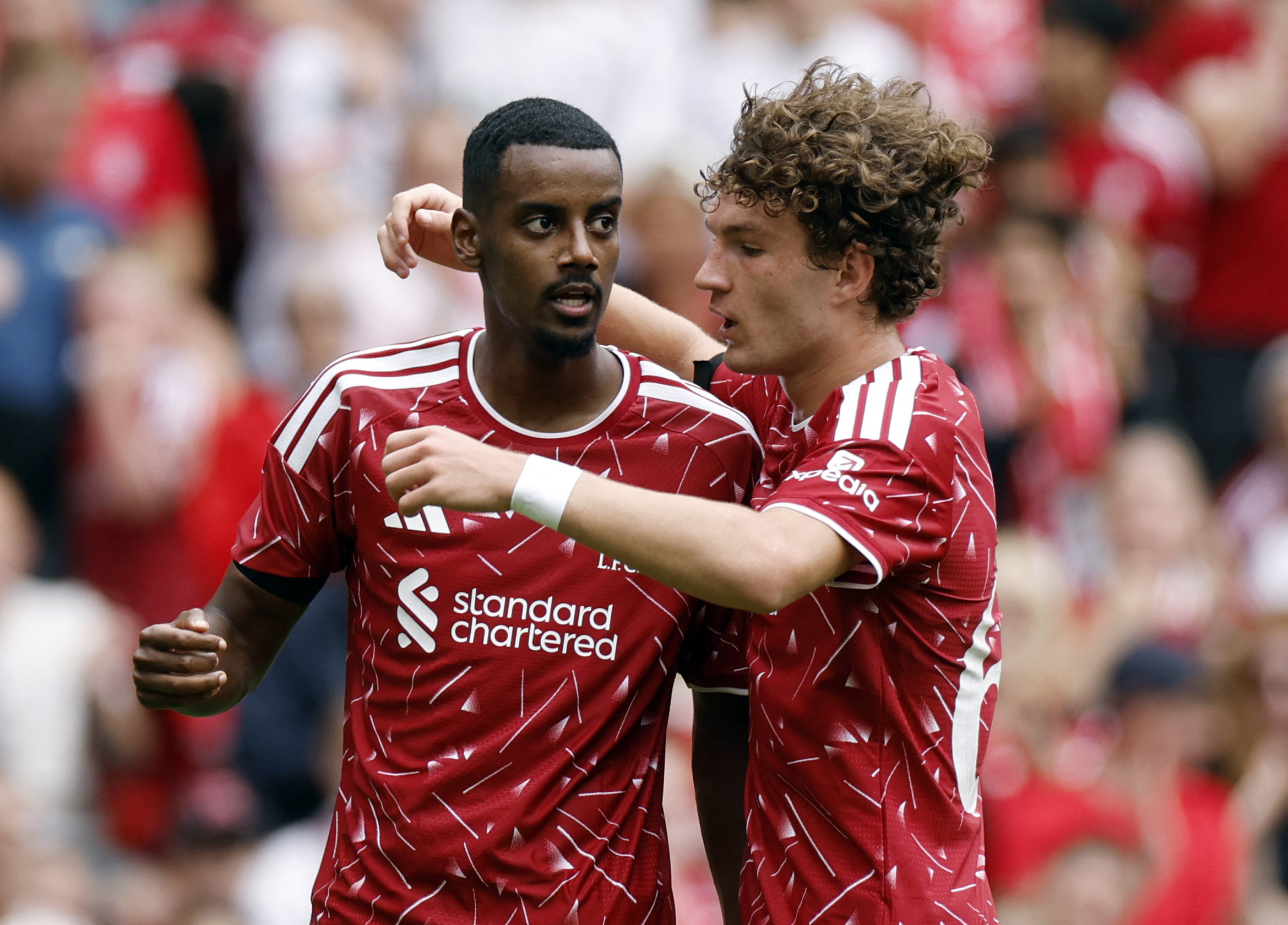 Liverpool's Alexander Isak celebrates as we break down our Liverpool vs. Atletico Madrid prediction.