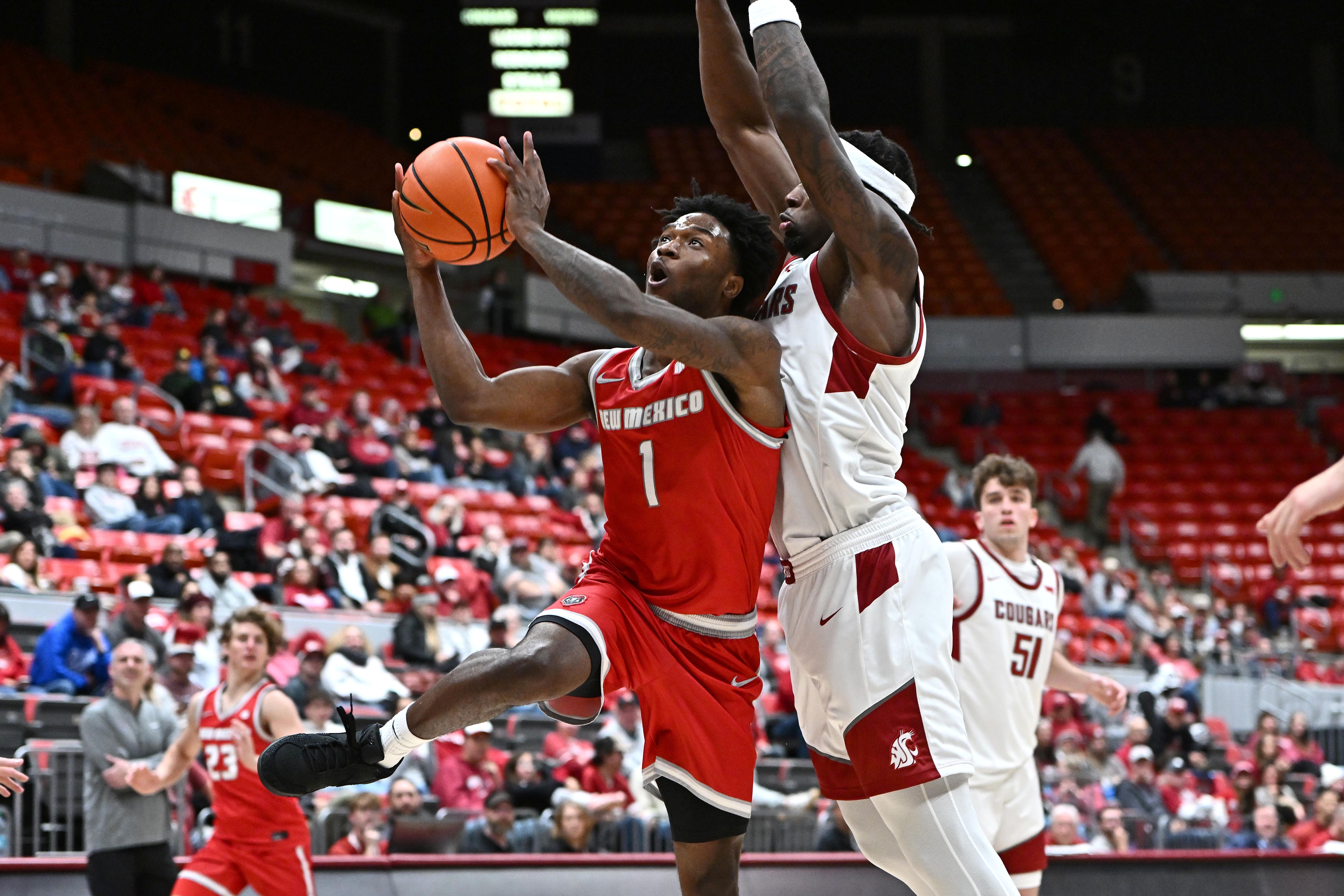 New Mexico Lobos guard Deyton Albury shoots the ball as we make our best New Mexico vs. Tulsa prediction.