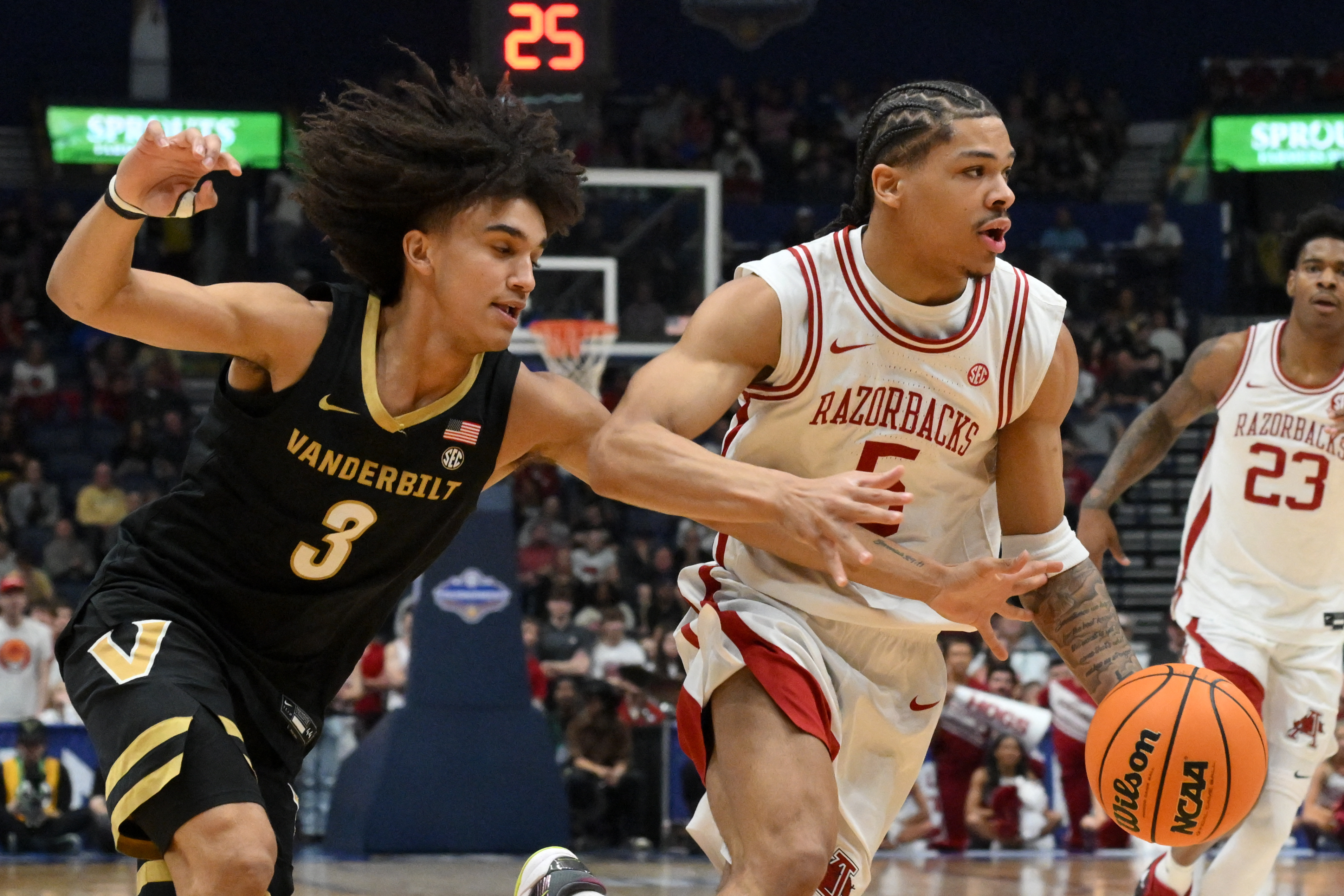Arkansas' Darius Acuff Jr. (5) and Vanderbilt's Tyler Tanner (3) are the reasons their teams are among the best March Madness survivor pool picks for Round 1. 