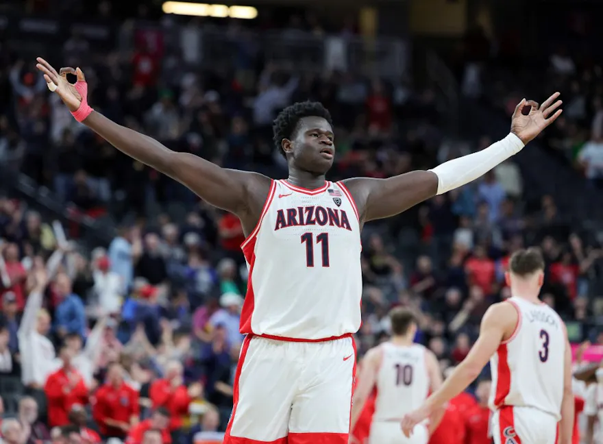 Oumar Ballo of the Arizona Wildcats celebrates as we get into the latest Pac-12 conference odds.
