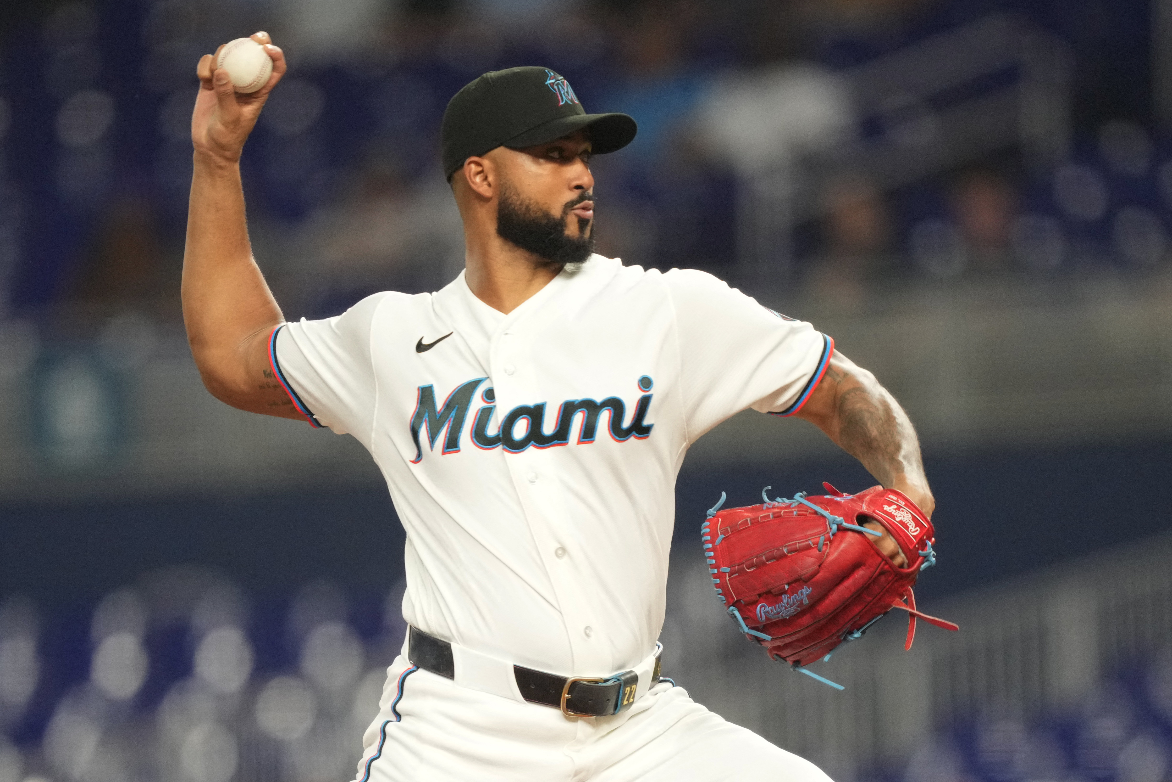 Marlins starting pitcher Sandy Alcantara (22) throws as we break down our best NRFI bets today.
