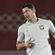 Robert Lewandowski takes part in a training session with teammates at Al Kharaitiyat SC in Doha on November 25, 2022, on the eve of the Qatar 2022 World Cup football match between Poland and Saudi Arabia.