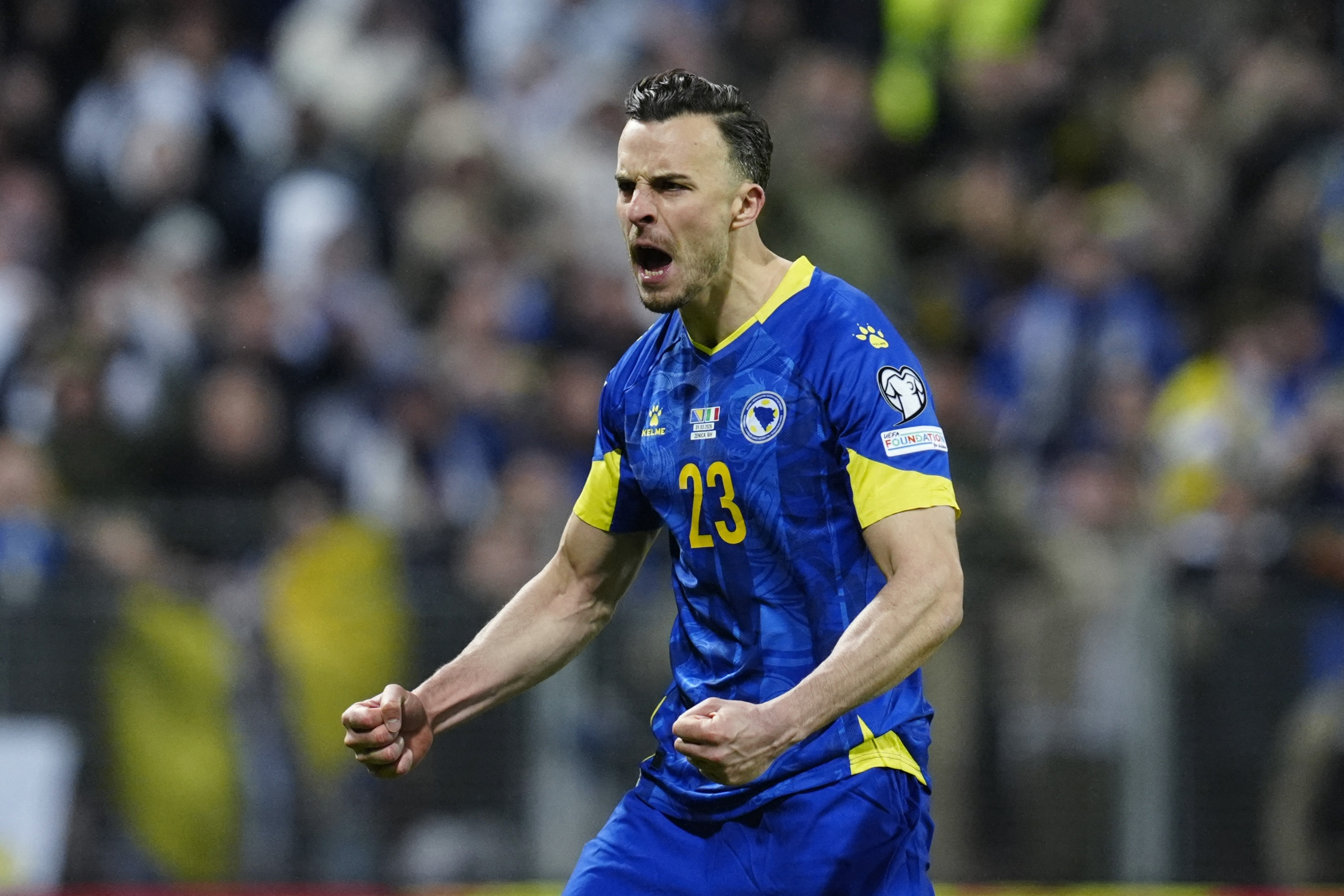 Bosnia and Herzegovina's Haris Tabakovic celebrates as we look at the World Cup 2026 Groups.