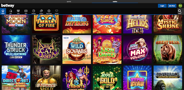 Betway casino homepage<br>