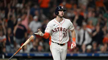 Kyle Tucker #30 of the Houston Astros hits a two-run home run as we look at DraftKings' recent comments about launching in Texas