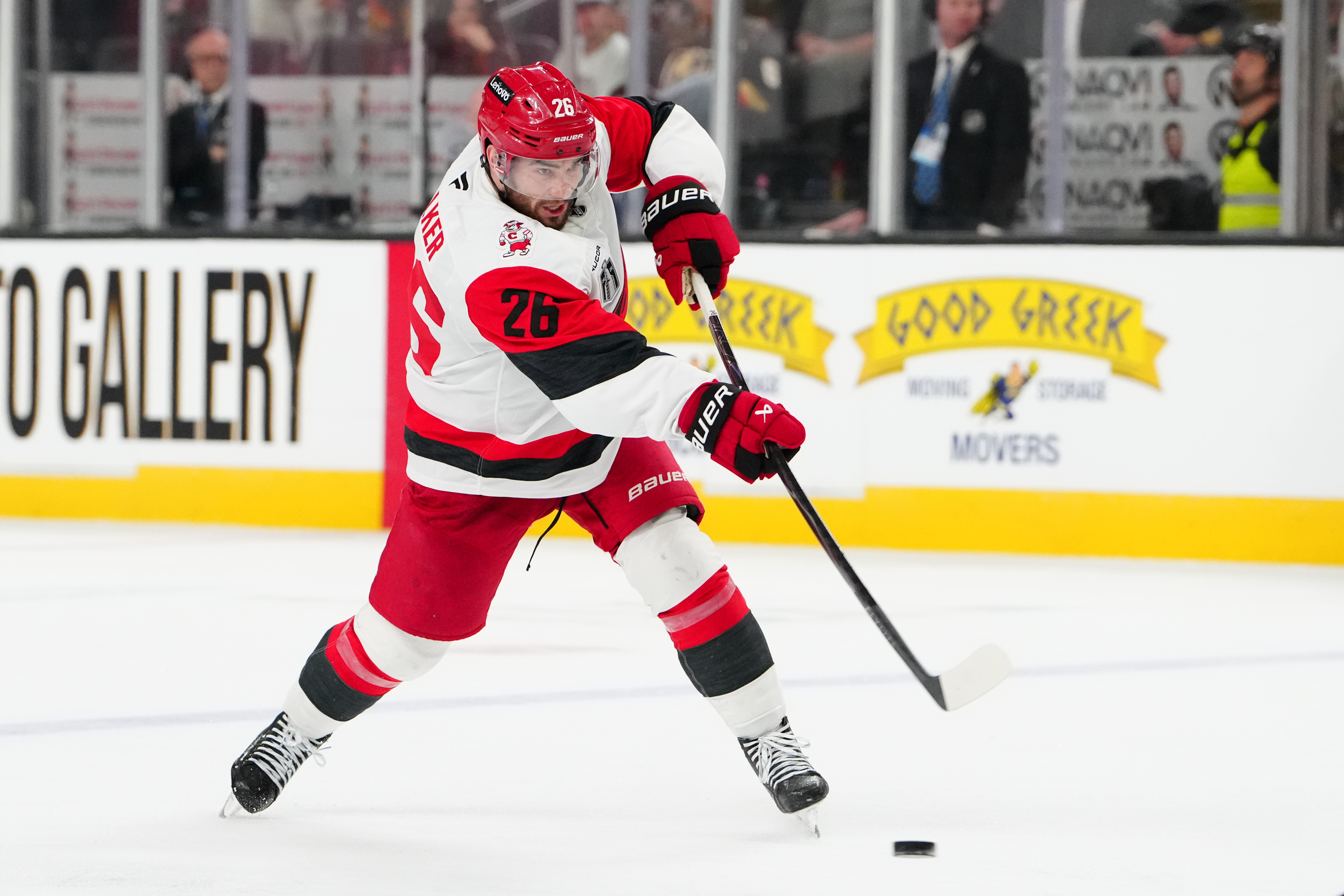 Carolina Hurricanes defenseman Sean Walker passes the puck as we look at North Carolina raising its sports betting taxes