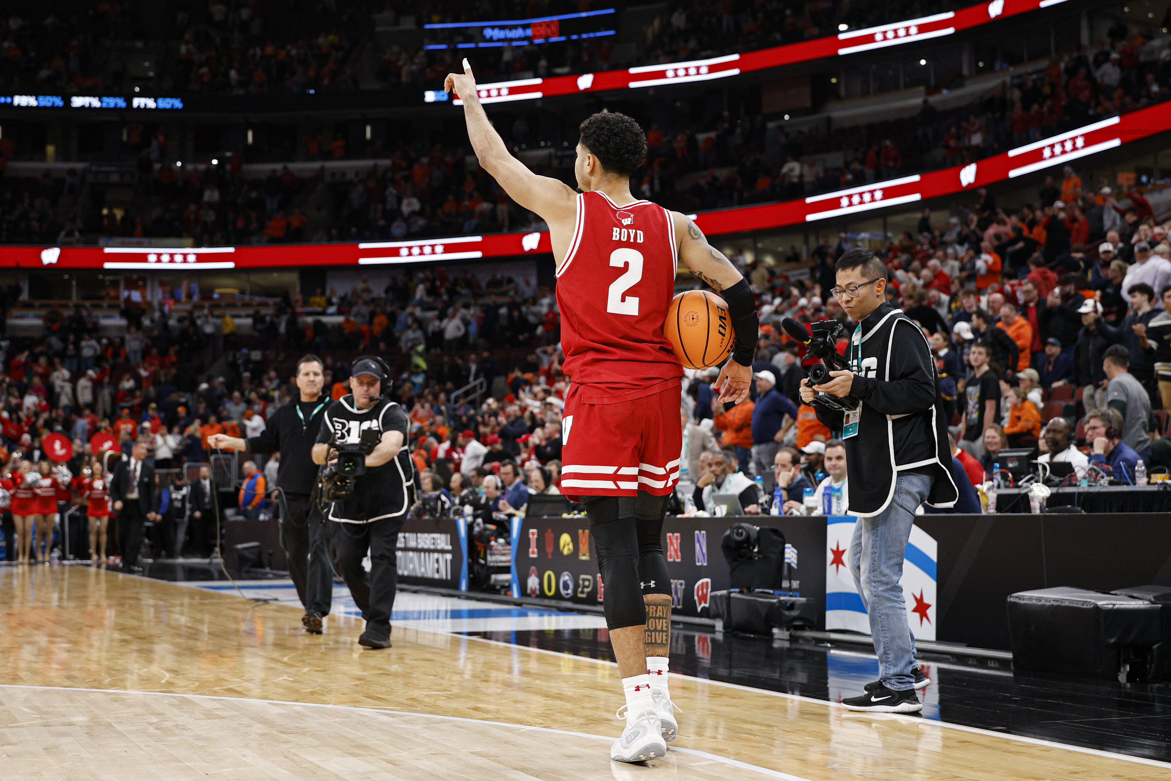 Wisconsin Badgers guard Nick Boyd (2) celebrates as we break down our High Point vs. Wisconsin prediction.
