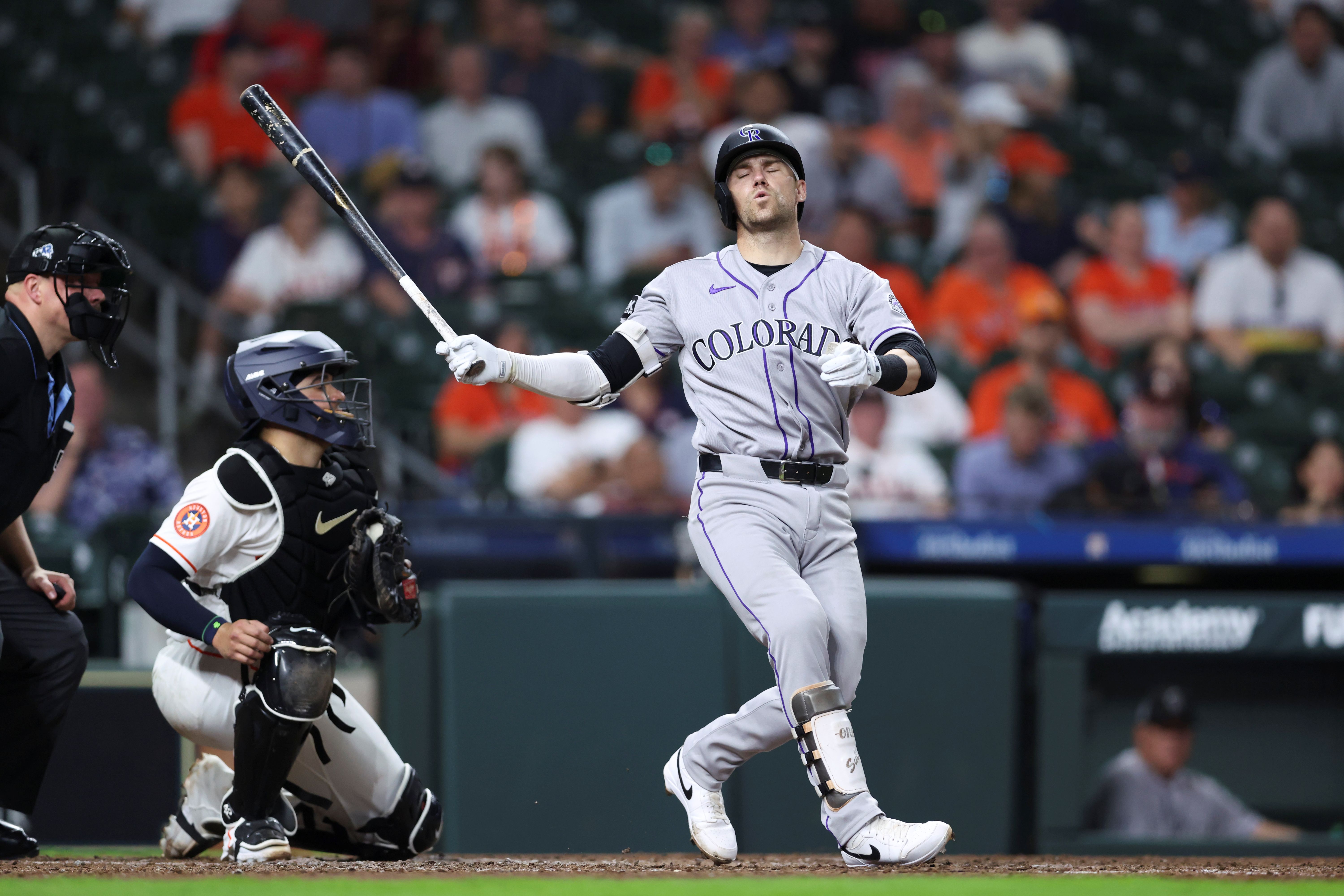 Colorado Rockies Brett Sullivan reacts after striking out as we look at Colorado lifting its prop bet ban.