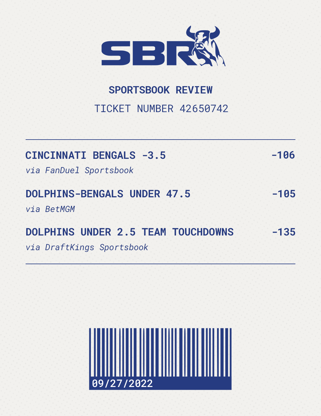 Sbr Betting Ticket   Three Picks