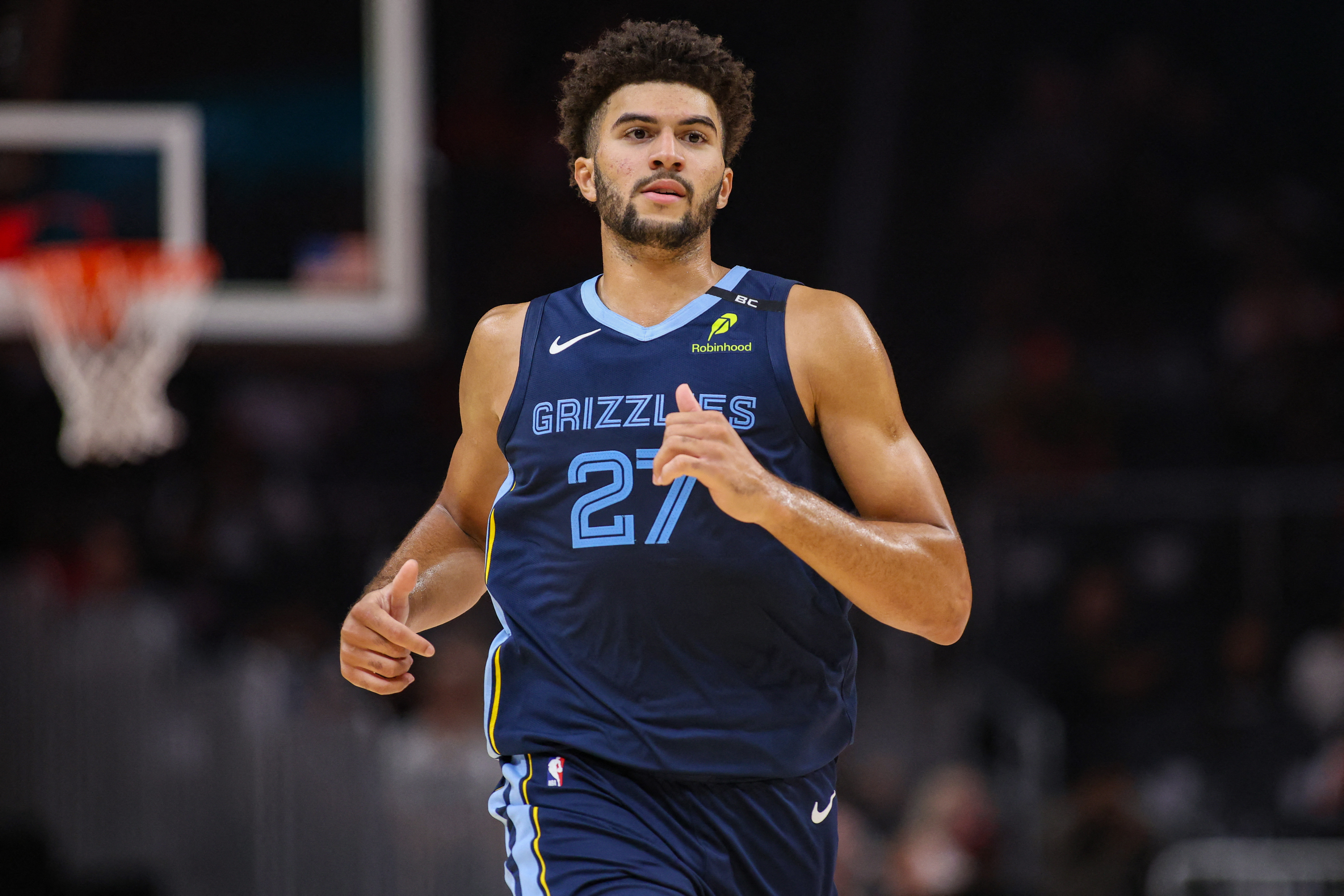 Grizzlies forward Cameron Boozer (27) looks on as we analyze the latest 2026-27 NBA Rookie of the Year odds.