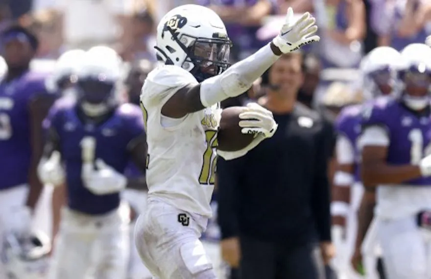 Travis Hunter of the Colorado Buffaloes signals first down as we share our favorite Colorado value bet after Week 1.