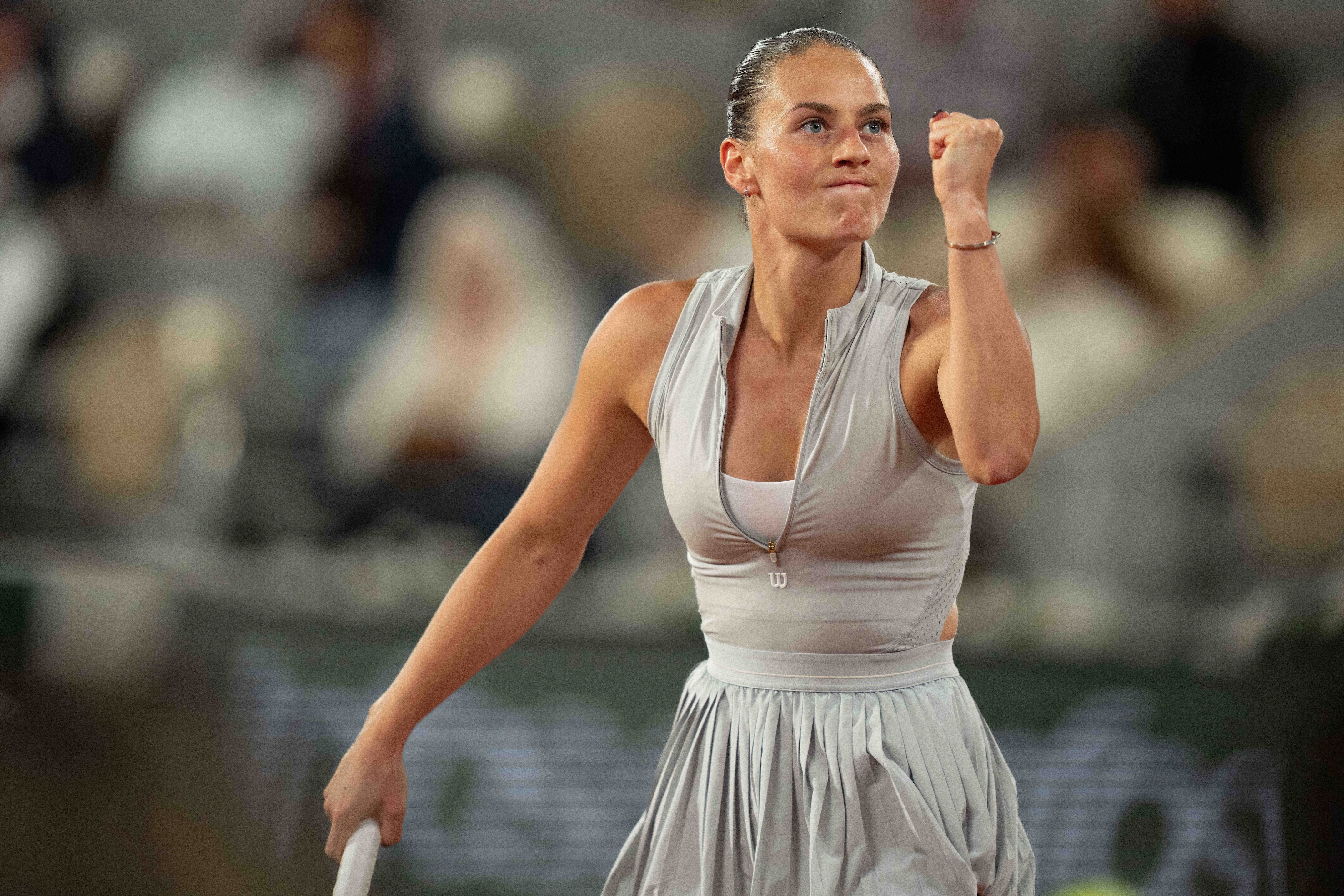 Marta Kostyuk in action as we provide our French Open prediction for the women's semifinal between Kostyuk vs. Mirra Andreeva.