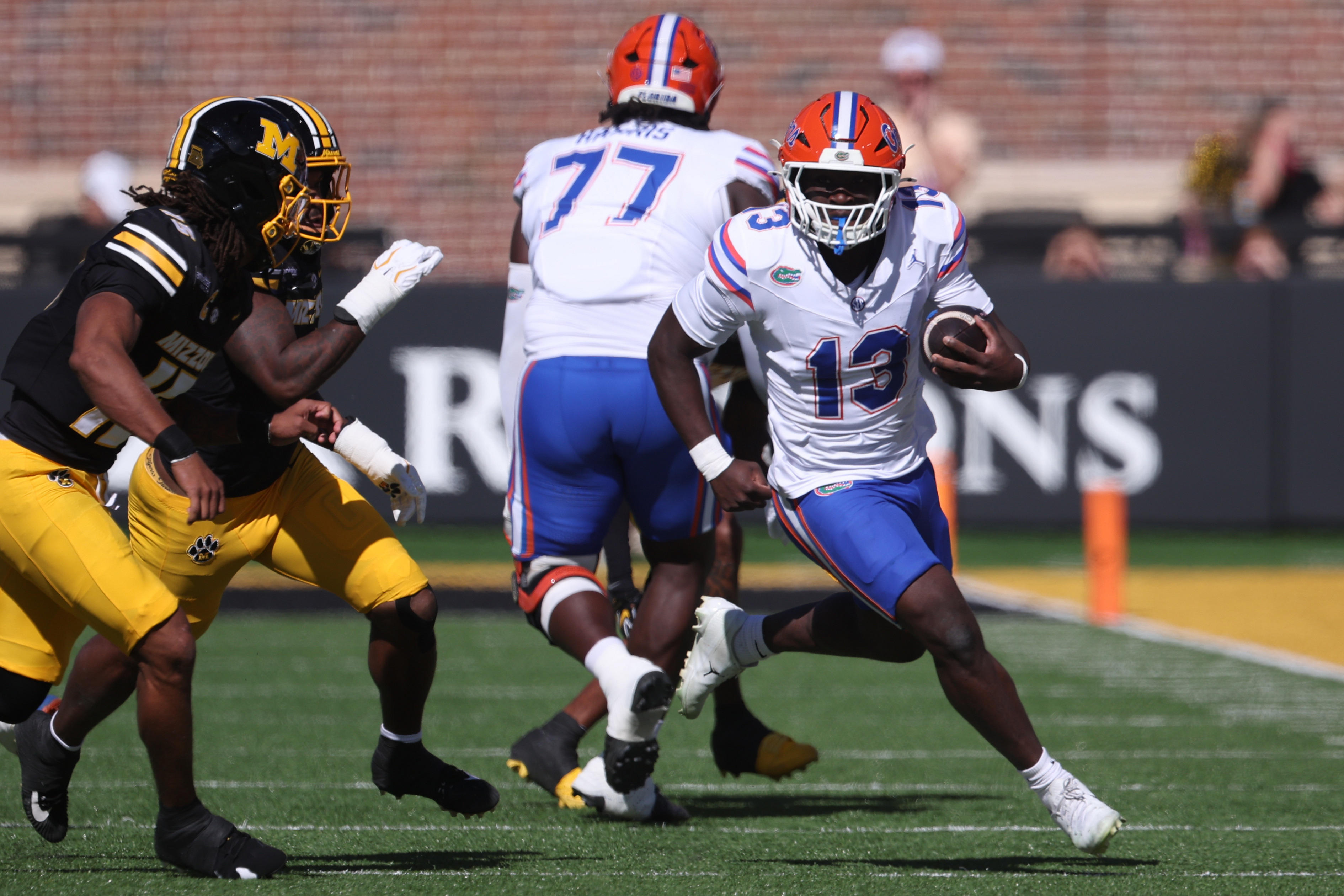 Pictured: Gators running back Jadan Baugh as we break down our Florida vs. Georgia Prediction. Photo by William Purnell-Imagn Images.