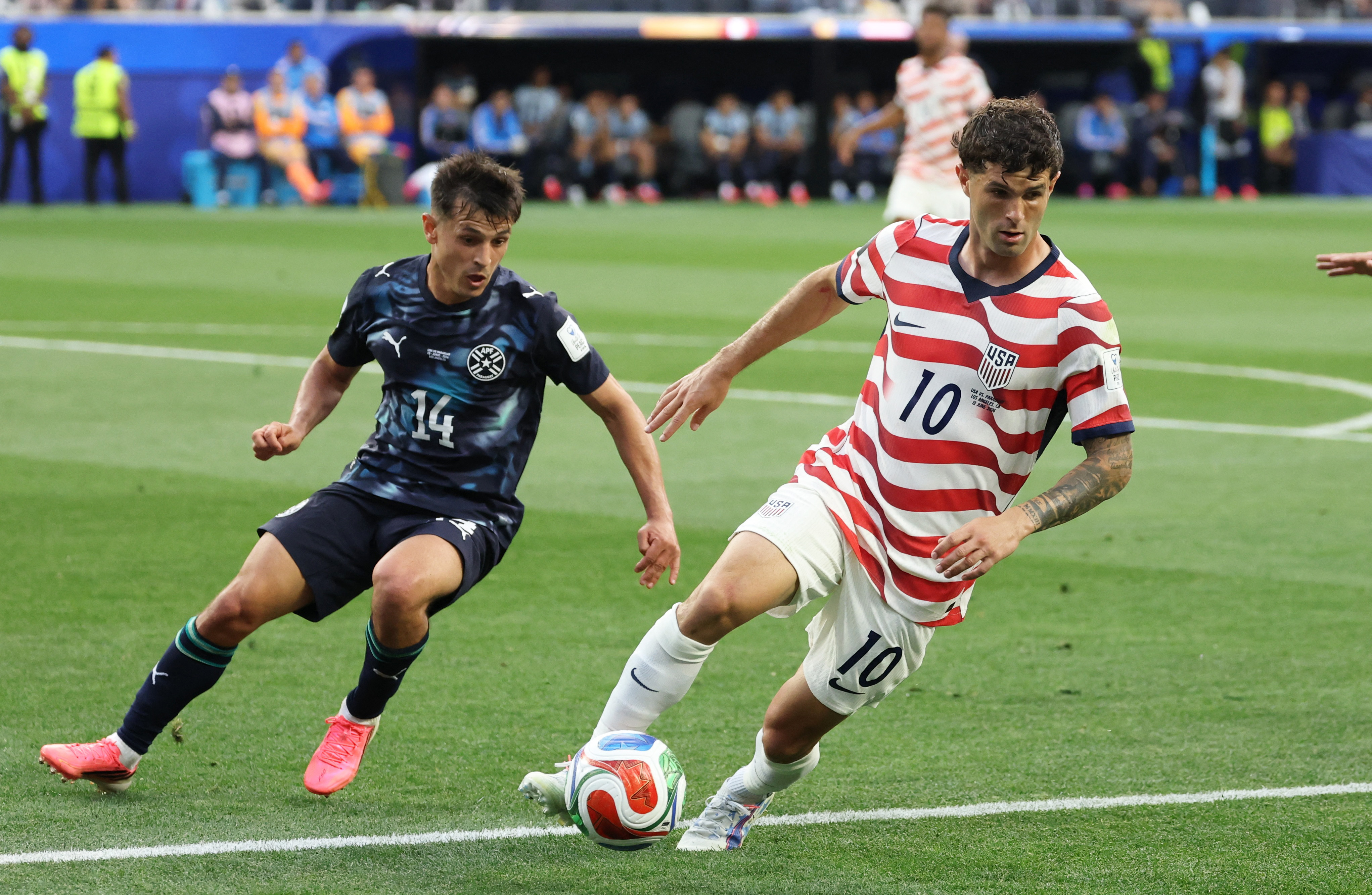 Christian Pulisic in action as we look at the best Christian Pulisic props ahead of today's USA vs. Australia game.