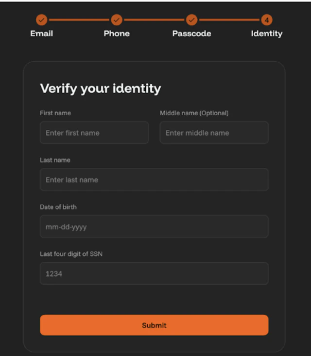 OG.com identity verification screen.
