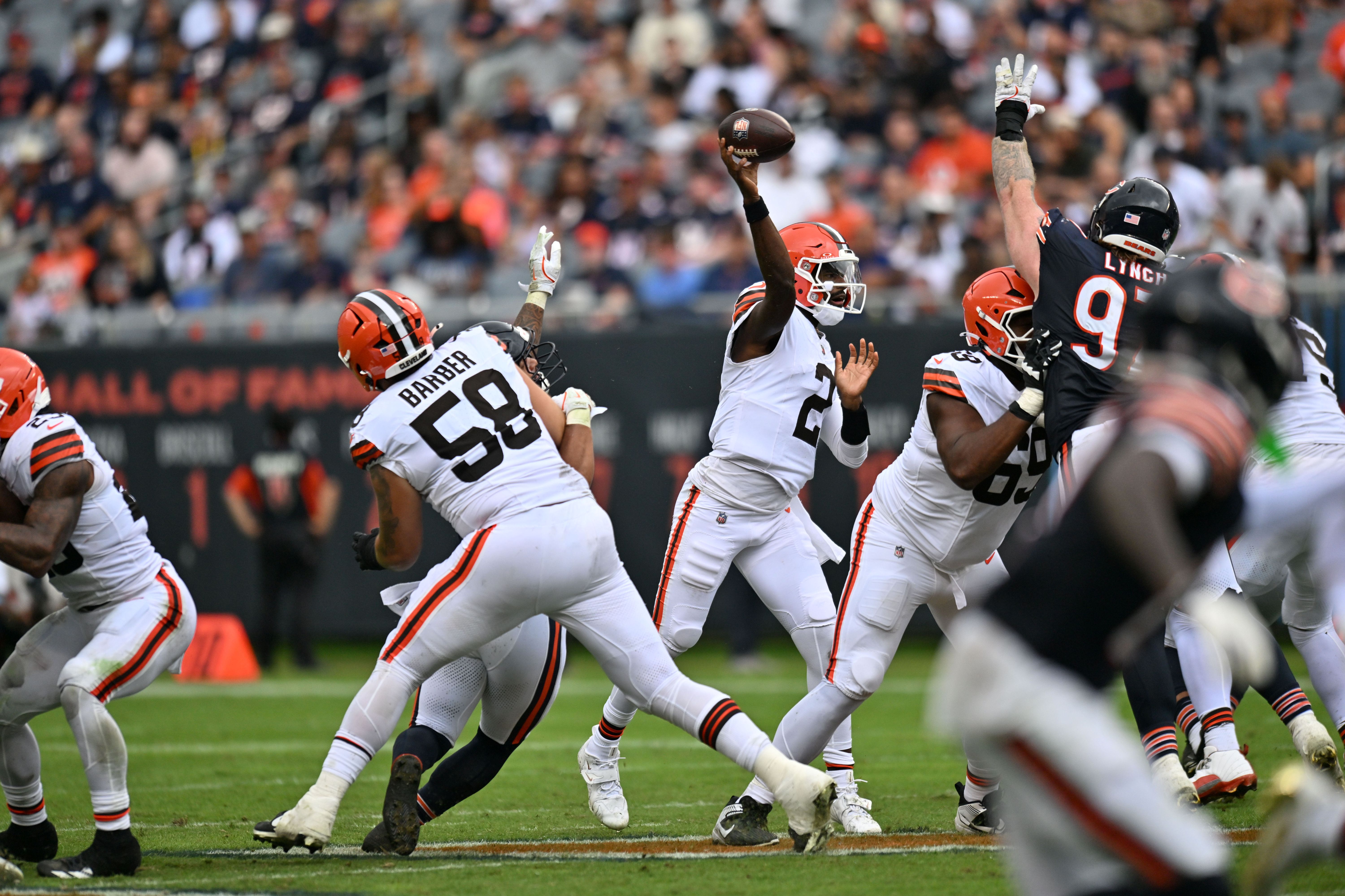 Cleveland Browns quarterback Shedeur Sanders passes the ball as we make our best Bills vs. Browns prediction.