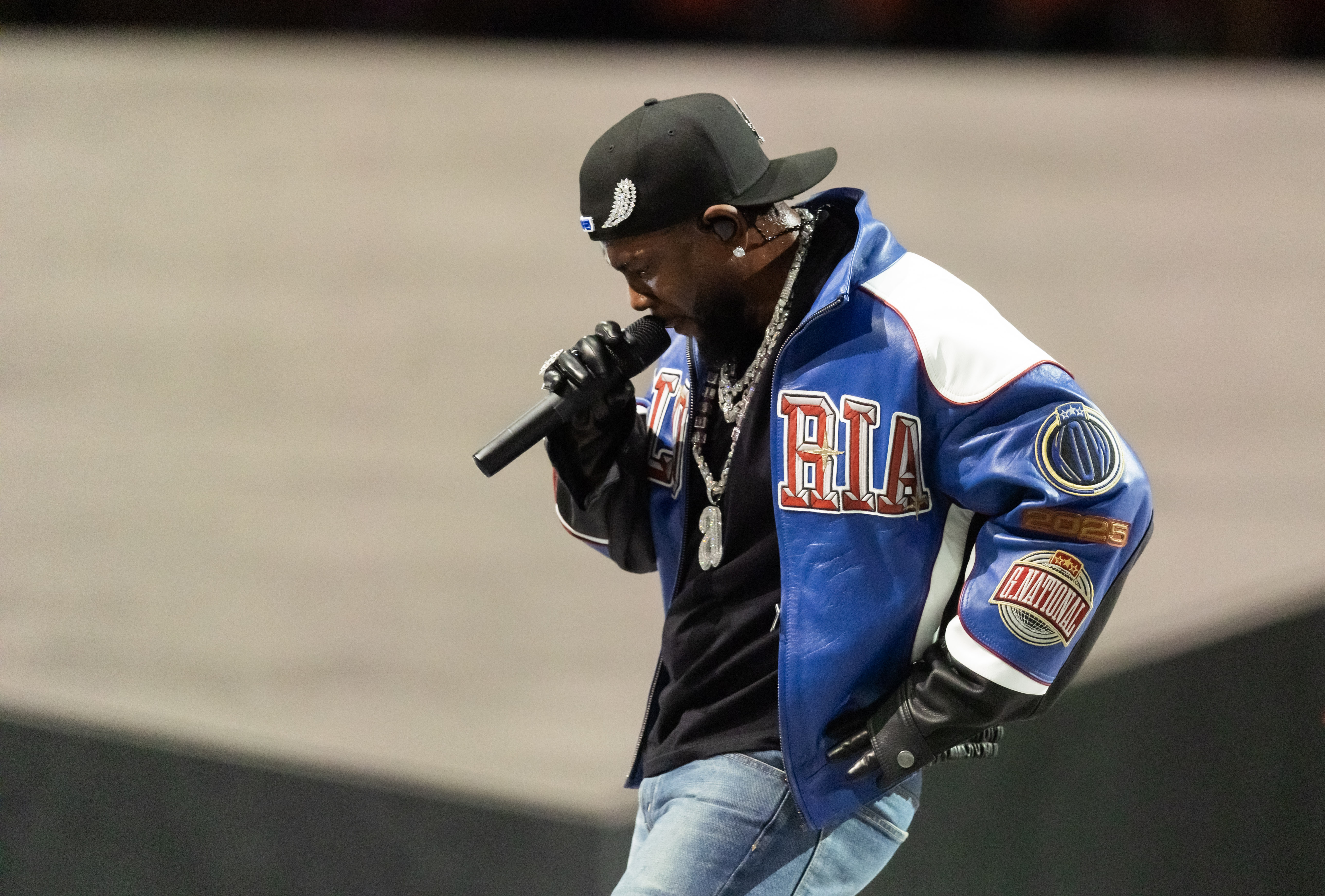 Recording artist Kendrick Lamar performs during the halftime show of Super Bowl LIX as we look at the 2026 Grammys odds