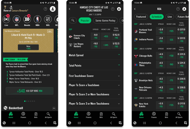 Screenshot of Caesars Sportsbook for Android.&nbsp;