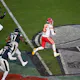 Kansas City Chiefs quarterback Patrick Mahomes runs with the ball during Super Bowl LVII between the Kansas City Chiefs and the Philadelphia Eagles at State Farm Stadium in Glendale, Arizona. Photo by ANGELA WEISS / AFP.