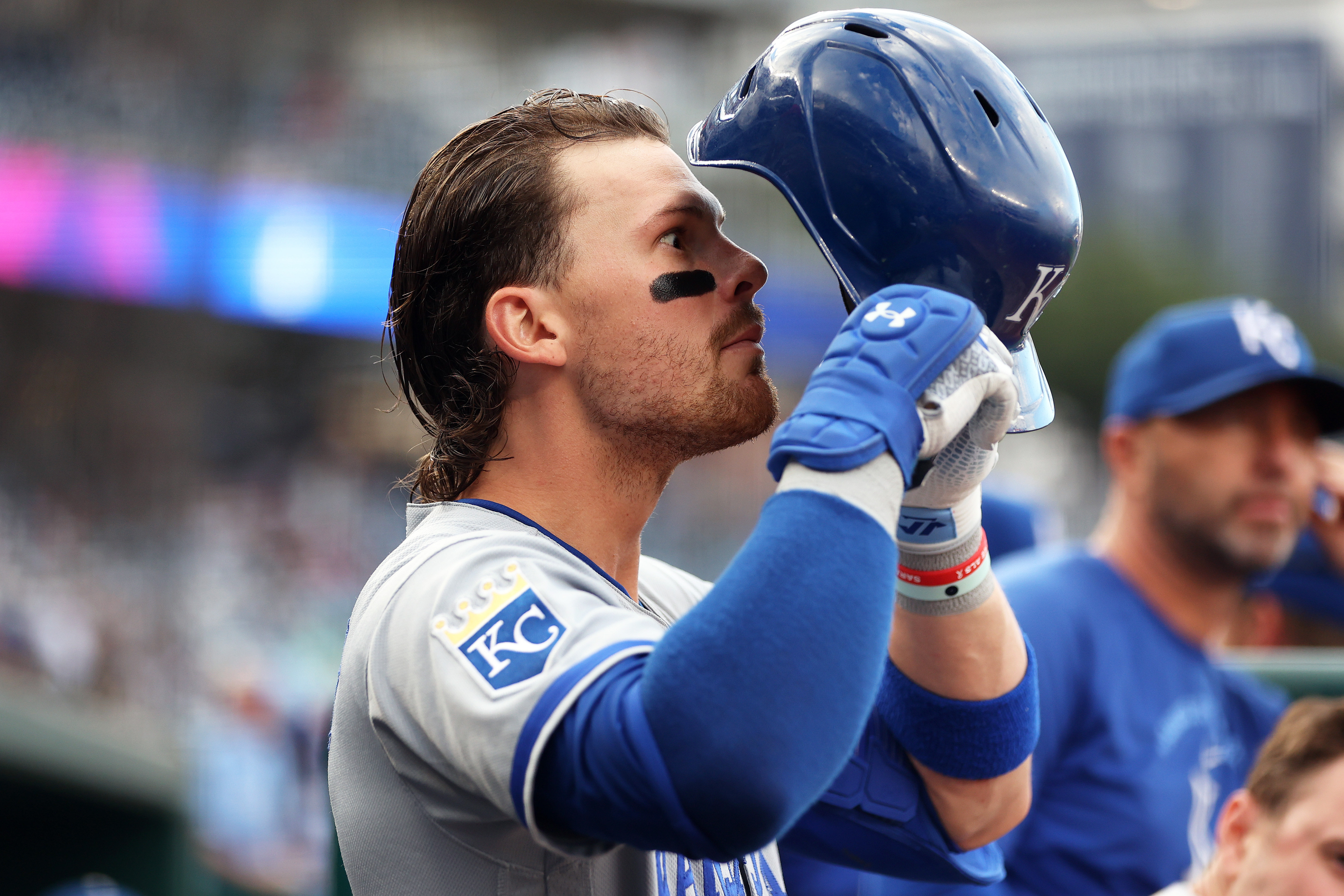 Kansas City Royals shortstop Bobby Witt Jr. (7) puts on his helmet as we break down our best home run predictions today.