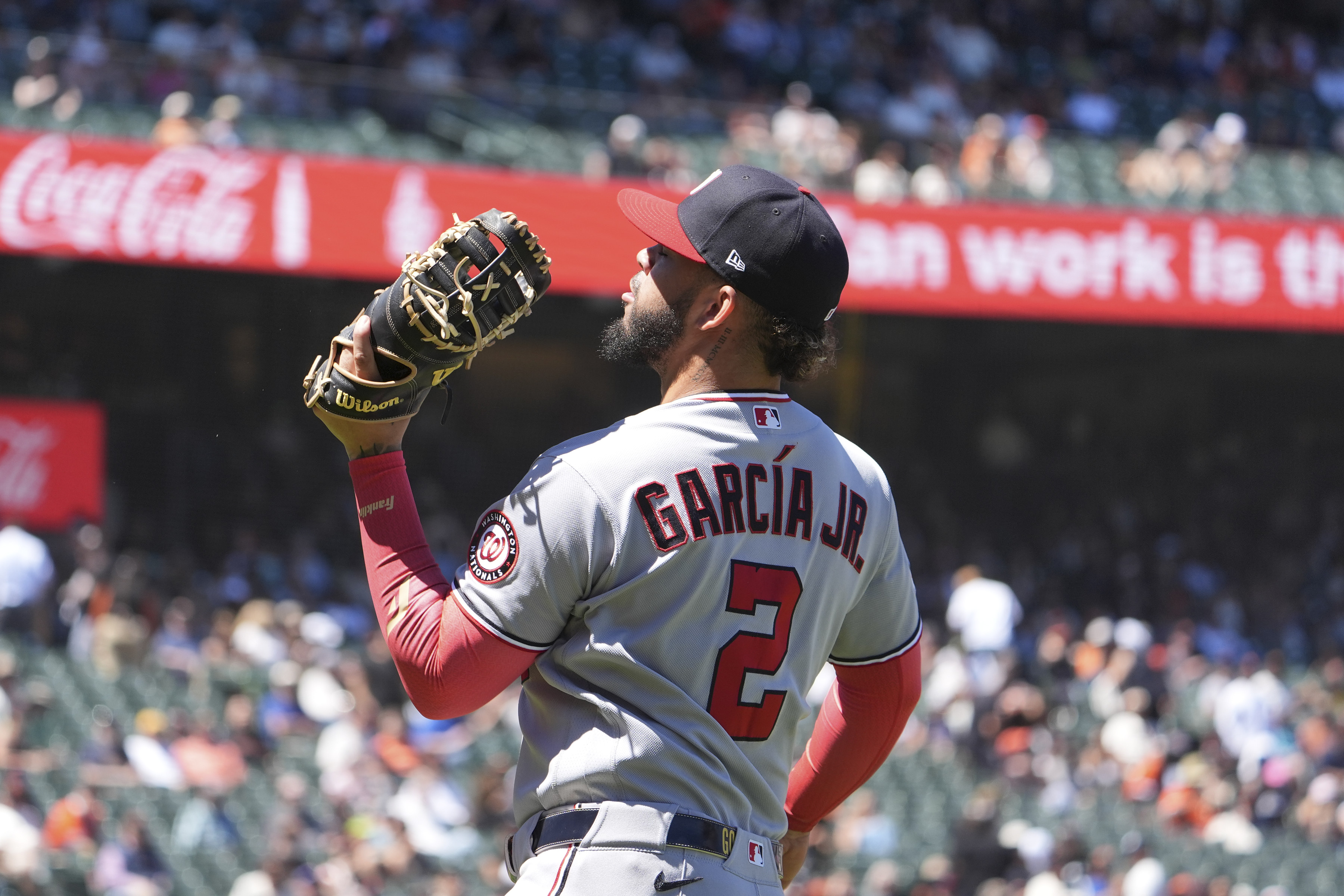 Washington infielder Luis Garcia Jr - who's featured in my Nationals vs. Rays prediction - makes a play. 