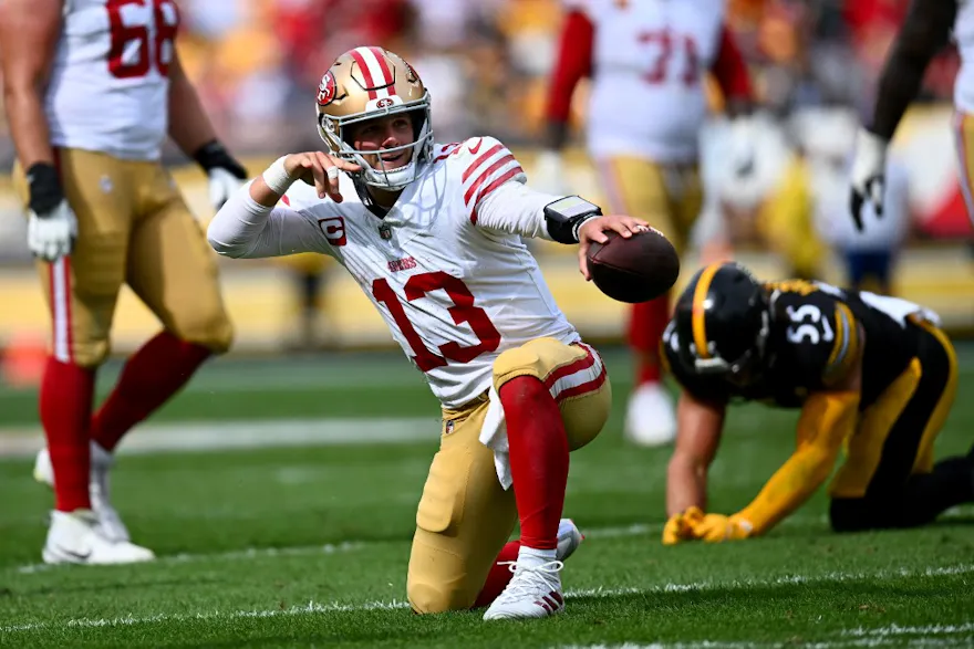 Brock Purdy #13 of the San Francisco 49ers features in our NFL best record odds
