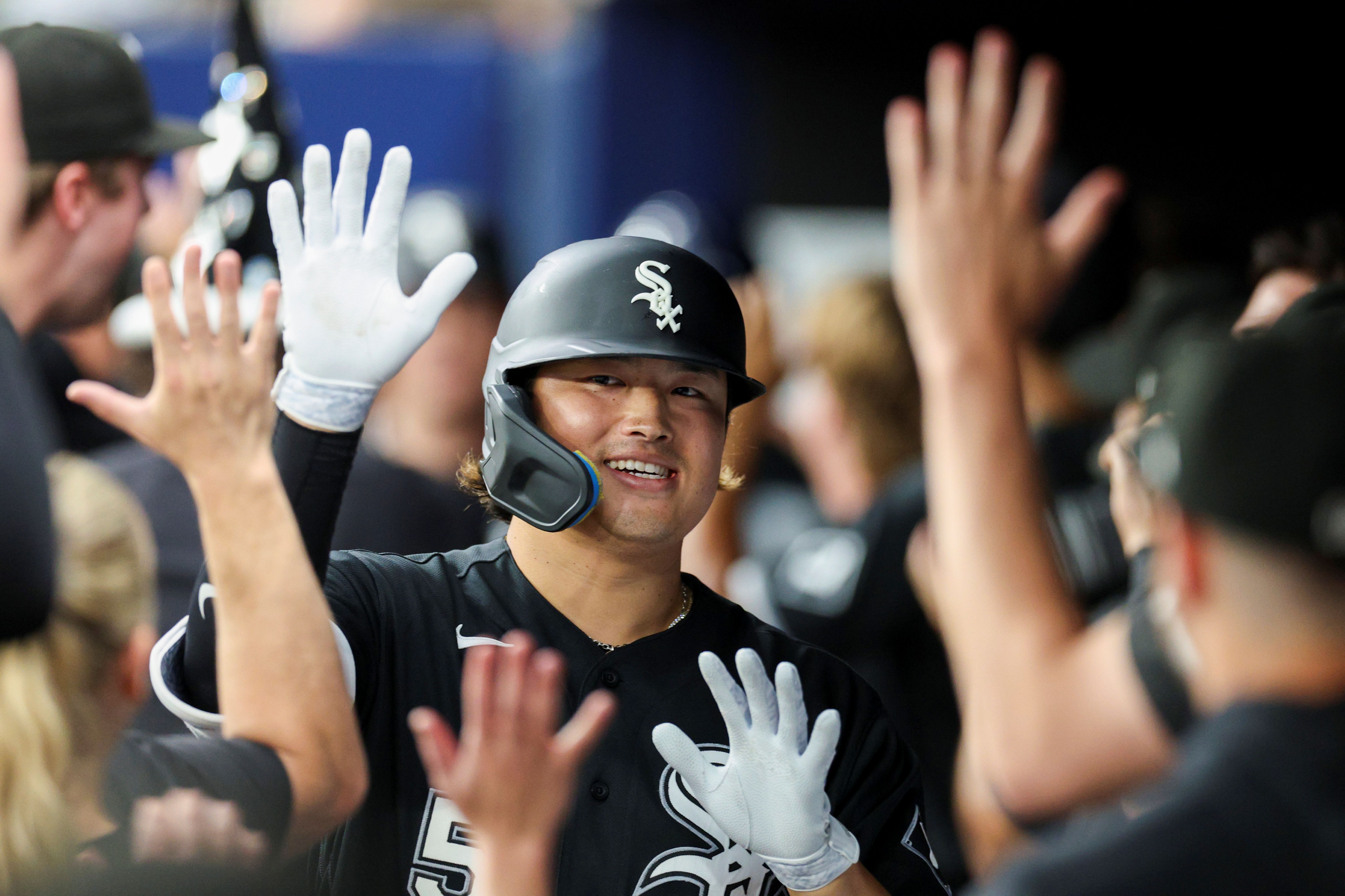 Chicago White Sox first baseman Munetaka Murakami reacts after hitting a two-run home run, and he's featured in my home run predictions today.