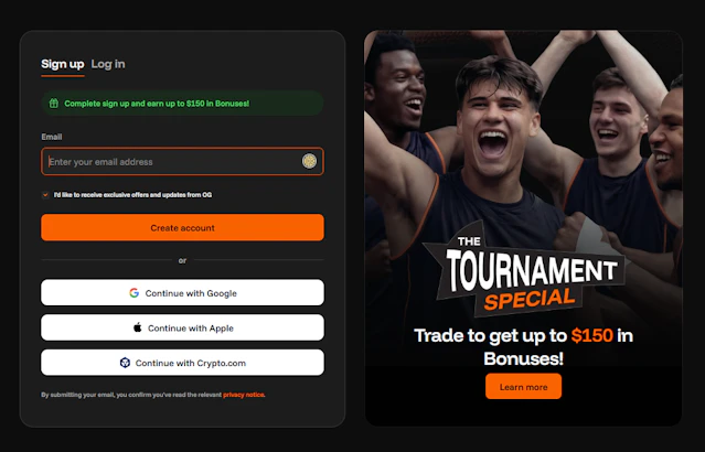 OG Tournament Special sign-up screen.