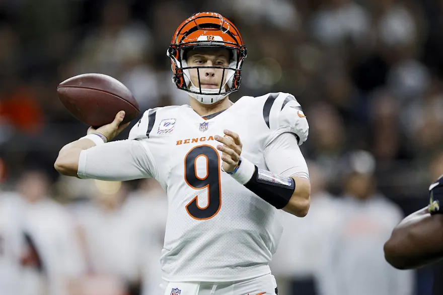 Joe Burrow of the Cincinnati Bengals throws the ball during the third quarter against the New Orleans Saints at the Caesars Superdome.