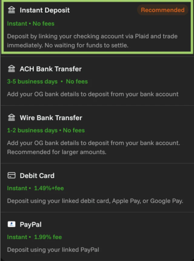 OG.com deposit method screen.