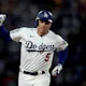 Freddie Freeman of the Los Angeles Dodgers reacts to his two-run home run, to take a 3-0 lead over the San Diego Padres as we look at our 2024 World Series odds.