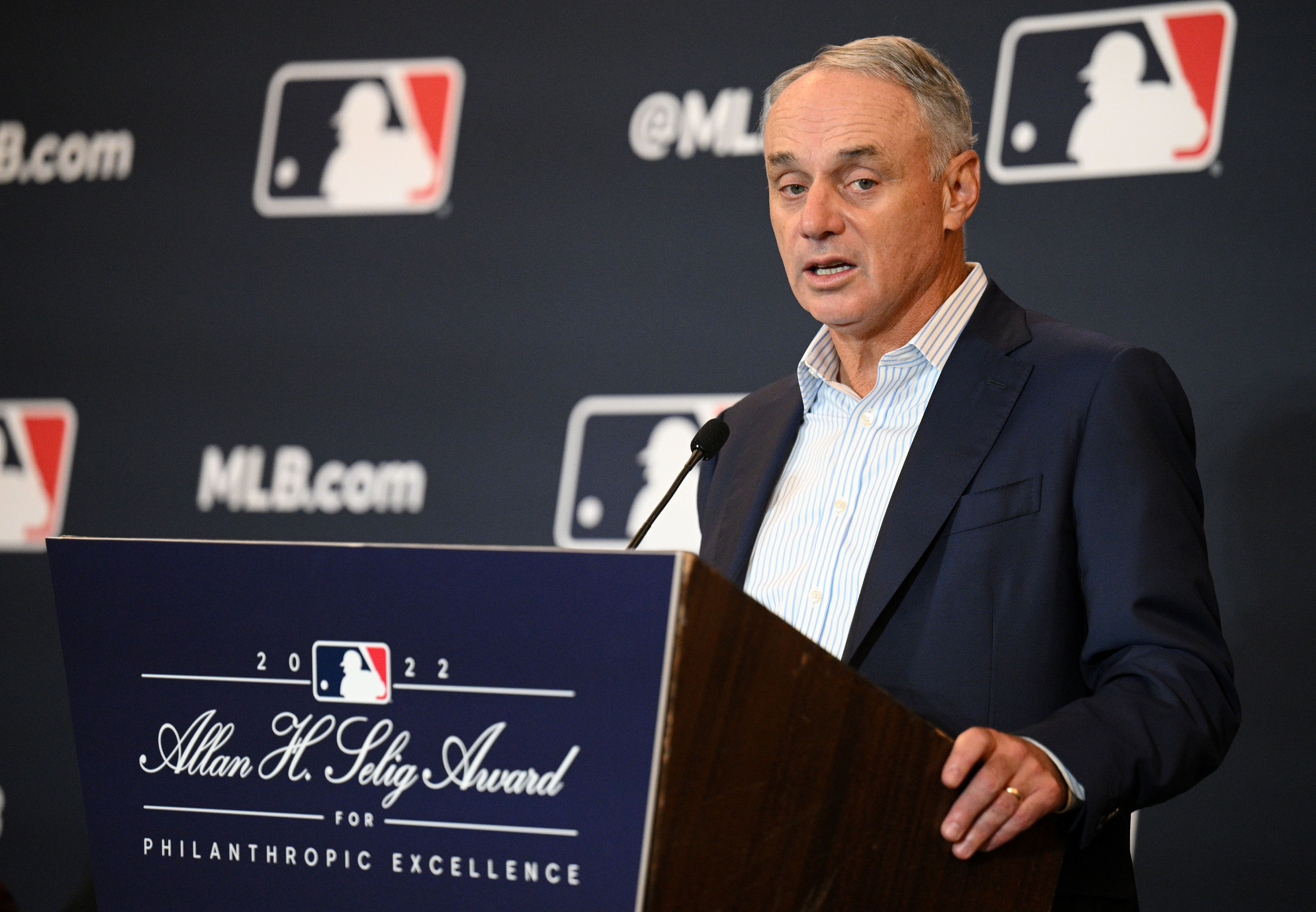 MLB commissioner Rob Manfred speaks as we look at an MLB player survey on league gambling safeguards.