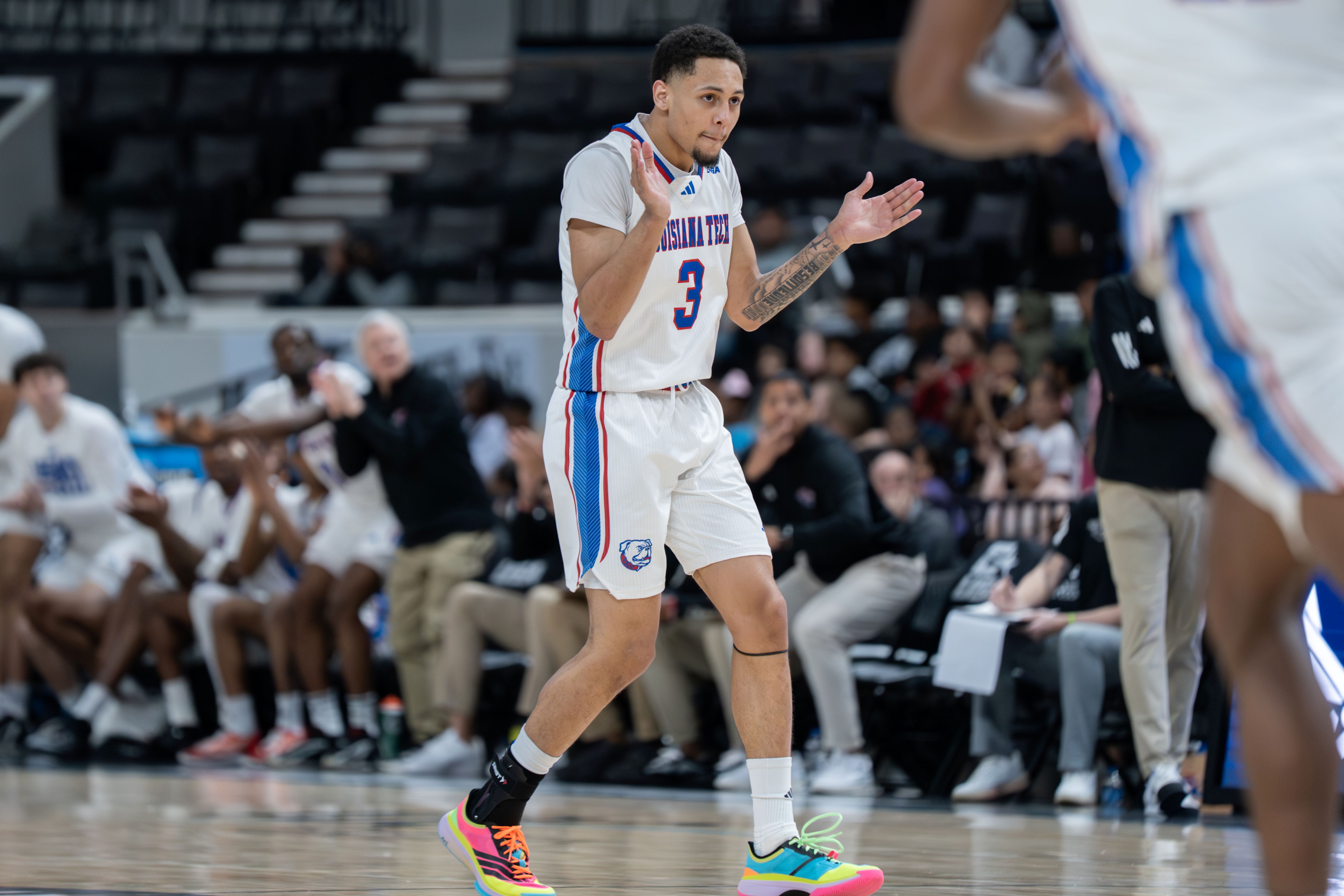 AJ Bates of Louisiana Tech celebrates, and he's key as we look at our Kennesaw State vs. Louisiana Tech prediction.