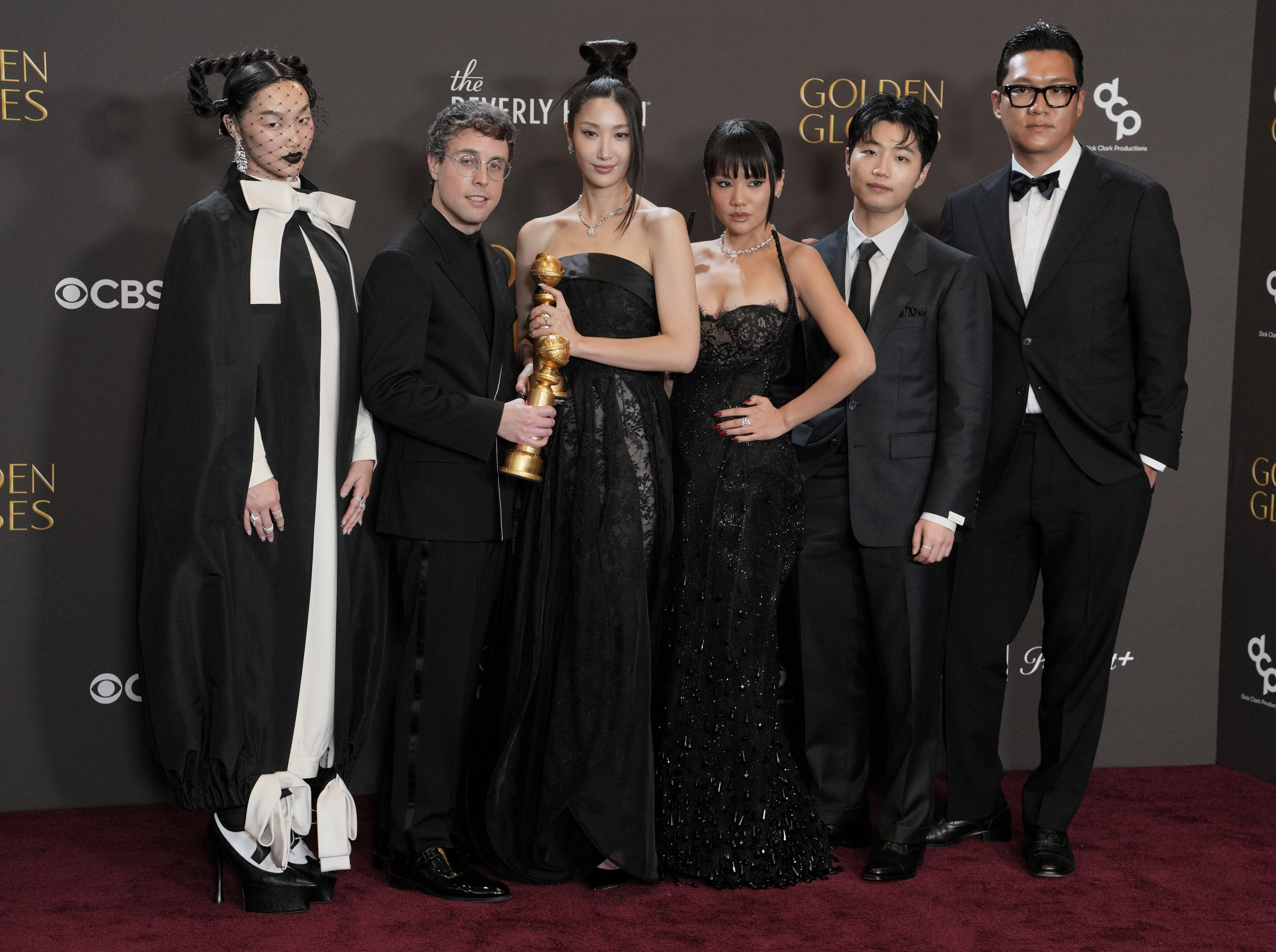 (L-R) Audrey Nuna, Mark Sonnenblick. EJAE, Rei Ami, Yuhan and 24, winners of the Best Original Song - Motion Picture award for "Golden" from “KPop Demon Hunters,” as we look at our Grammys predictions