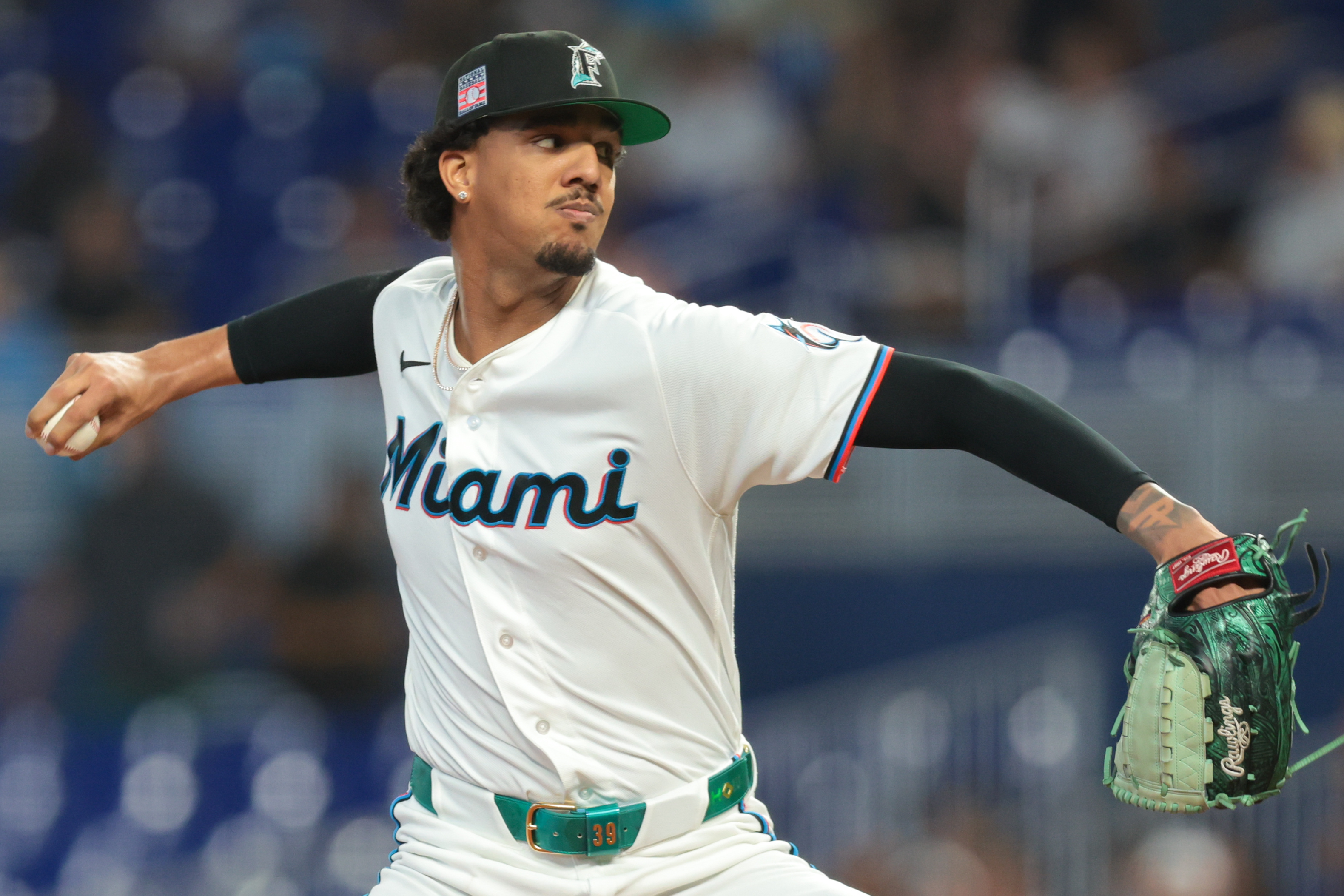 Miami Marlins starting pitcher Eury Perez - who's featured in my best NRFI bets today - delivers a pitch