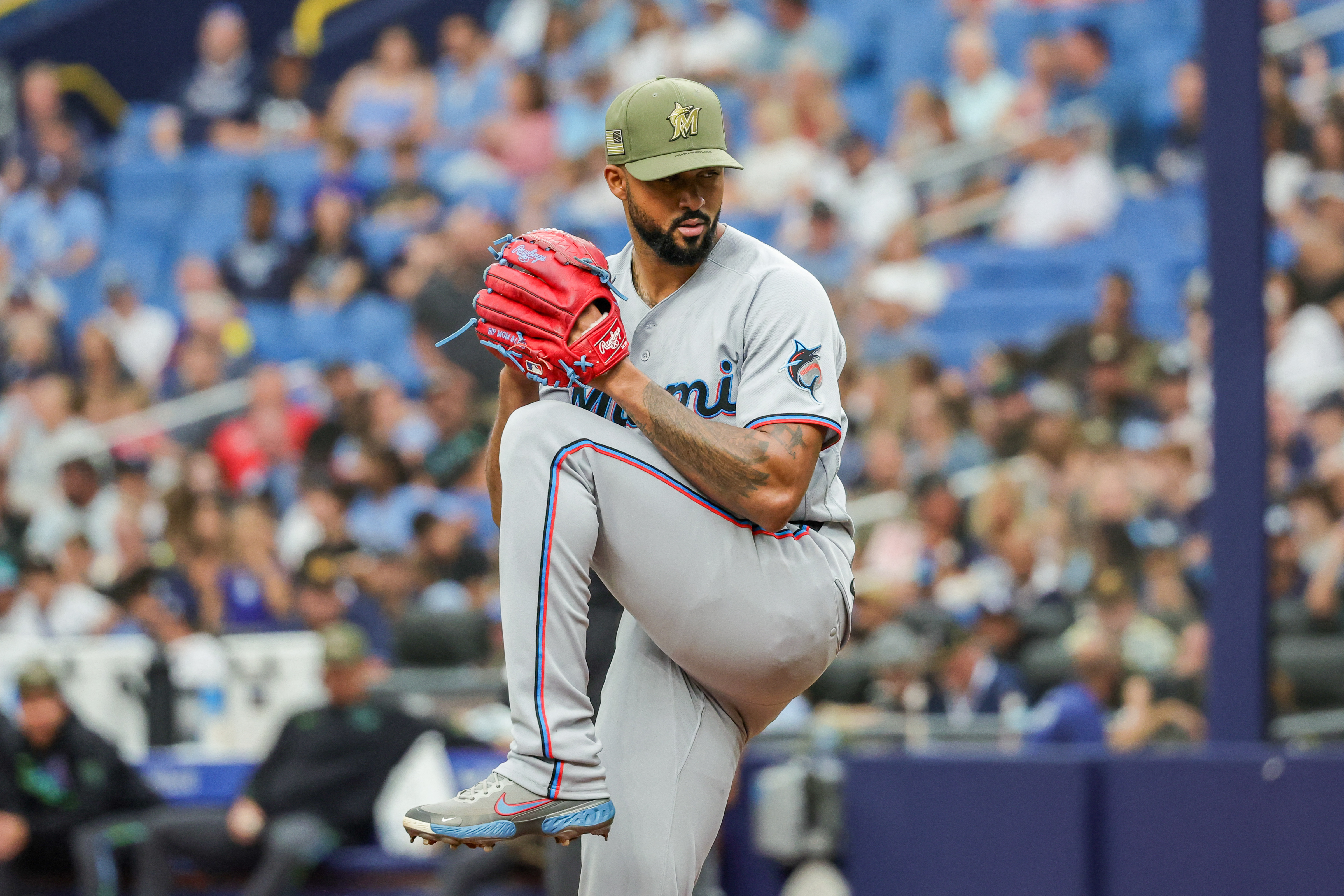 Miami Marlins pitcher Sandy Alcantara - who's featured in my best NRFI bets today - pitches during the first inning. 