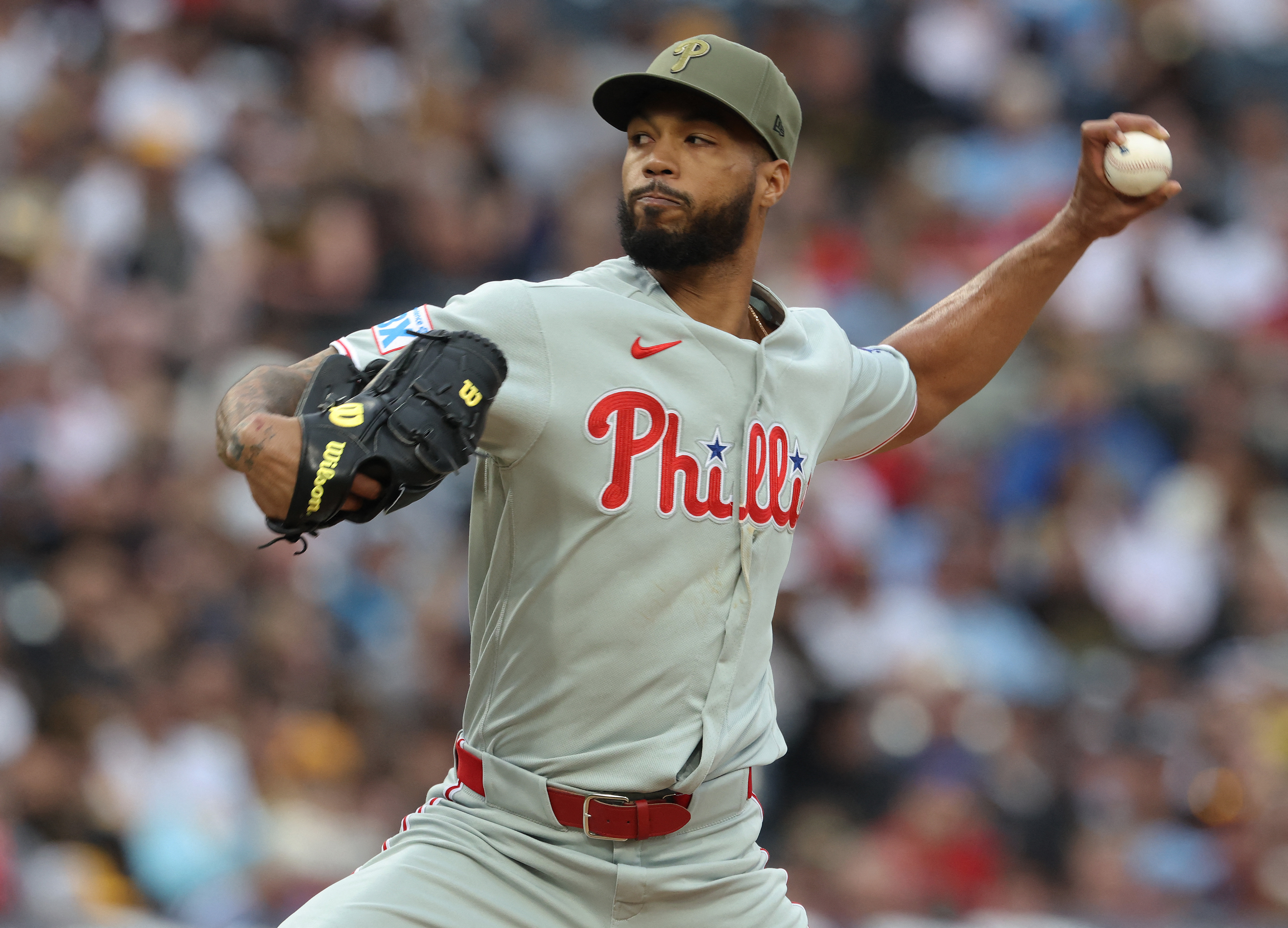 Philadelphia Phillies starting pitcher Cristopher Sánchez - who's featured in my best NRFI bets today - pitches. 