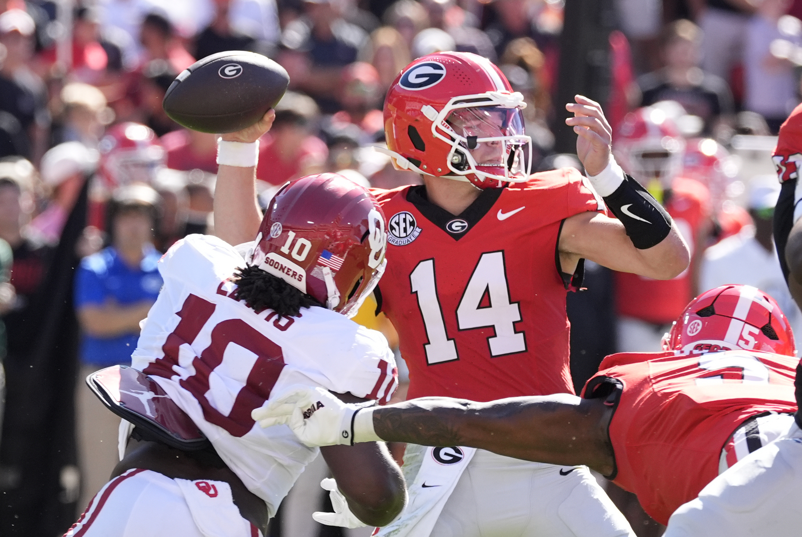Pictured: Bulldogs quarterback Gunner Stockton as we break down our Vanderbilt vs. Georgia Prediction. Photo by Dale Zanine-Imagn Images.