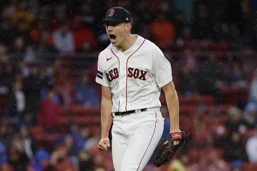 Nick Pivetta of the Boston Red Sox shouts after retiring the side against the Chicago White Sox.