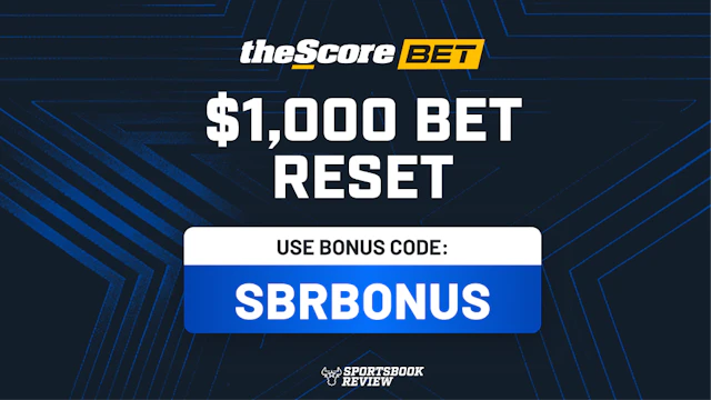 theScore Bet promo image showing the SBR bonus code SBRBONUS.