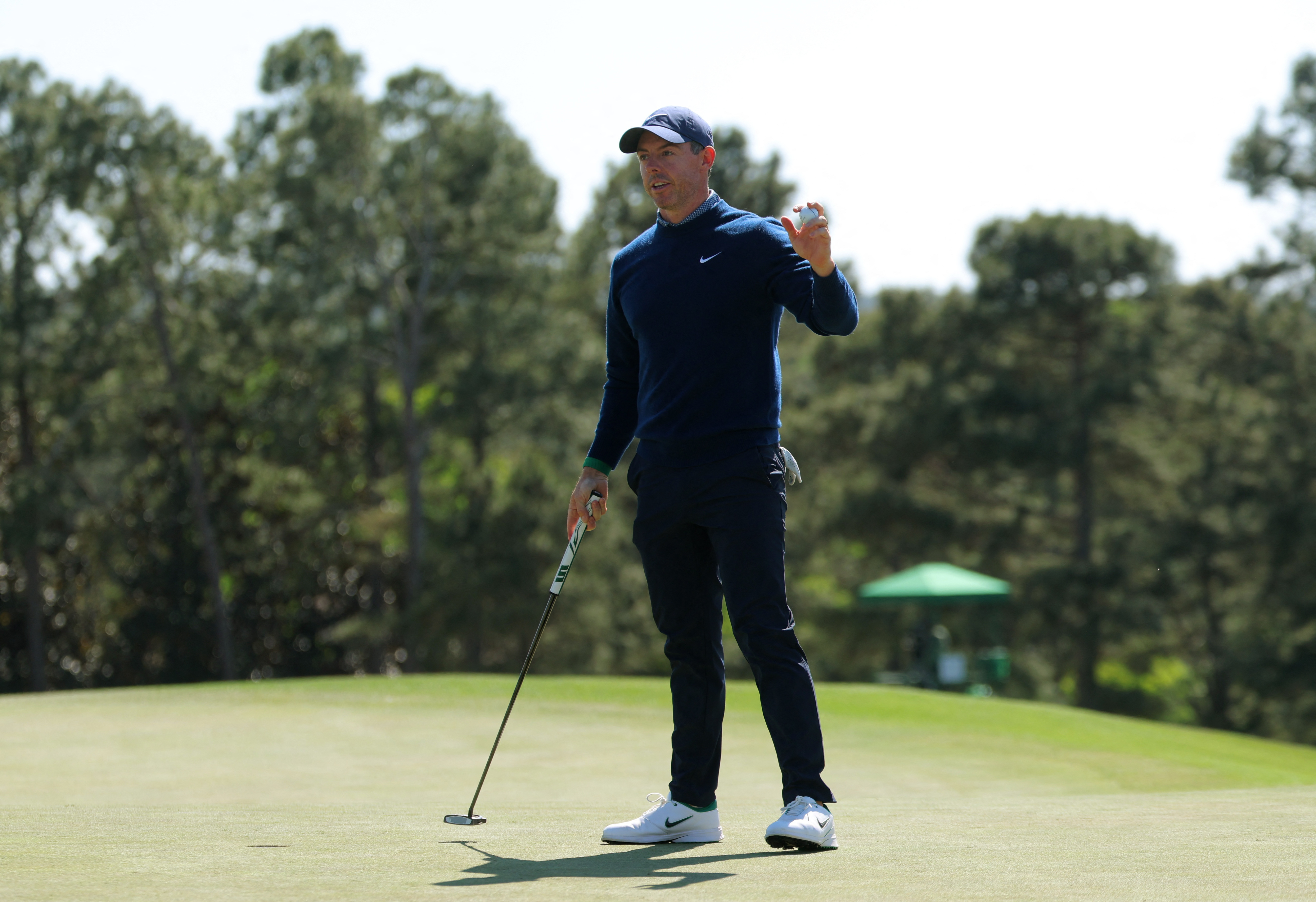 Rory McIlroy reacts on the 18th hole during the first round as we look at the Masters win probability