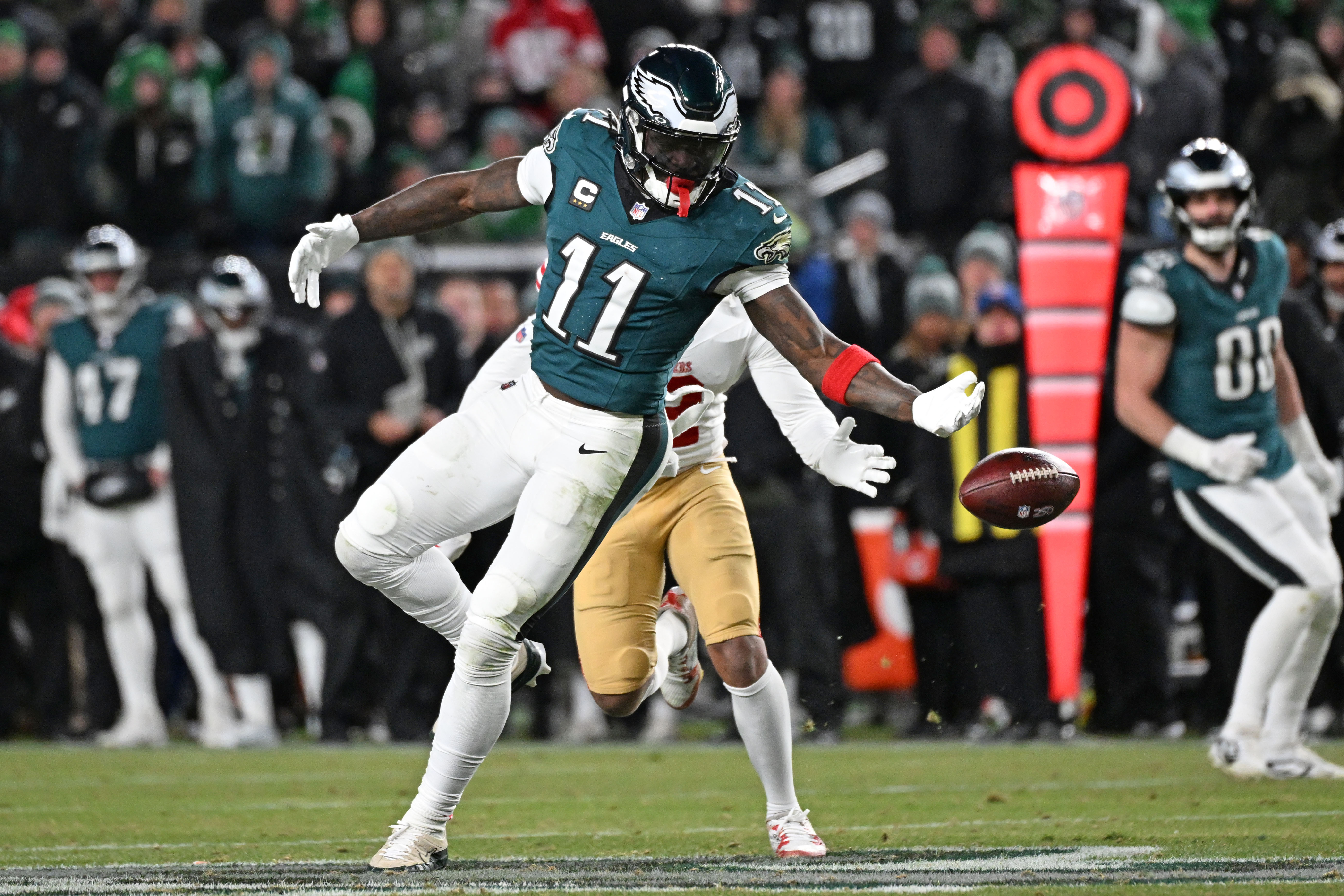Philadelphia Eagles wide receiver A.J. Brown is among the top players involved in NFL trade rumors. 