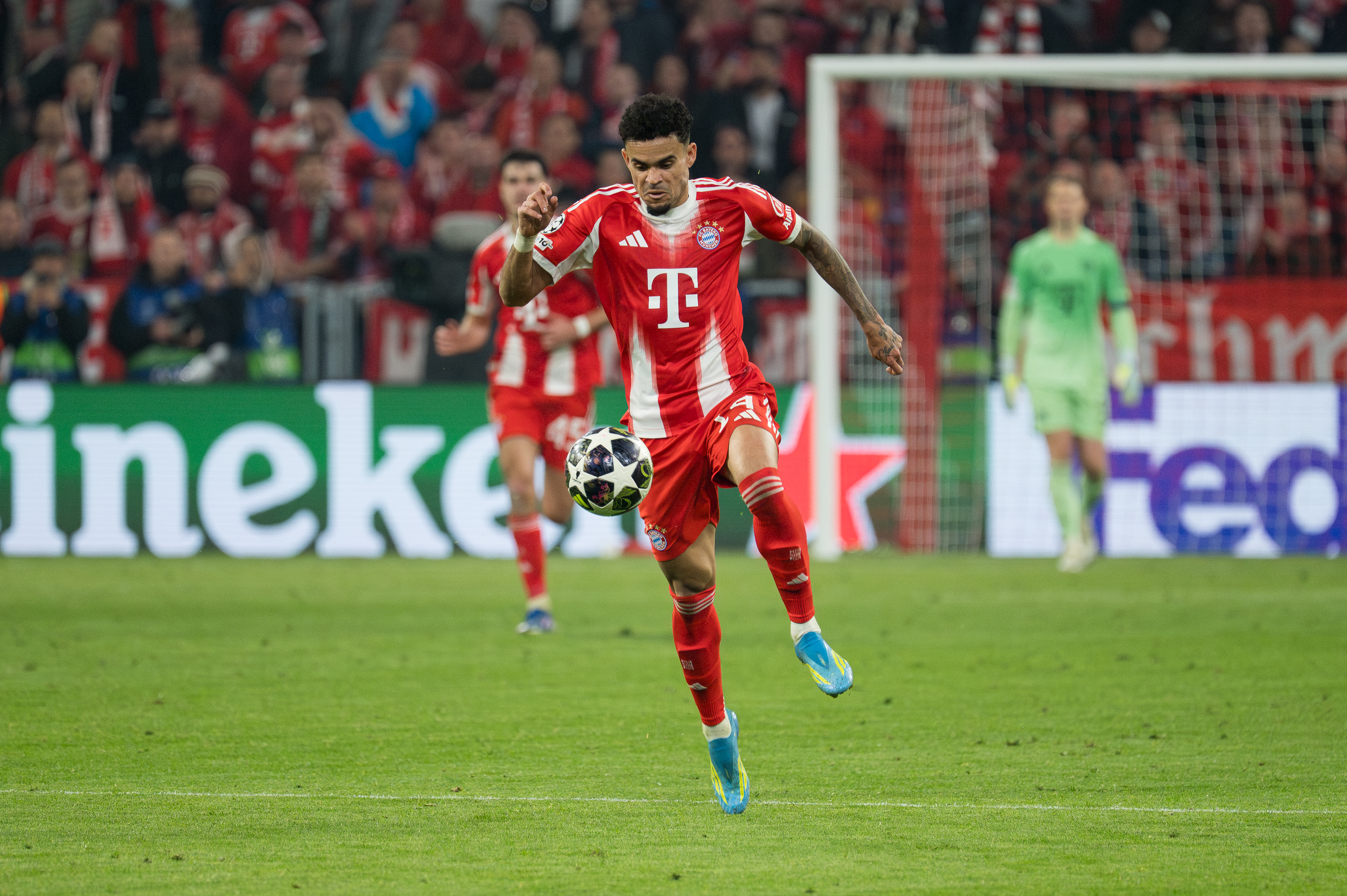 Bayern Munich's Luis Diaz handles the ball as we look at the updated Champions League odds.